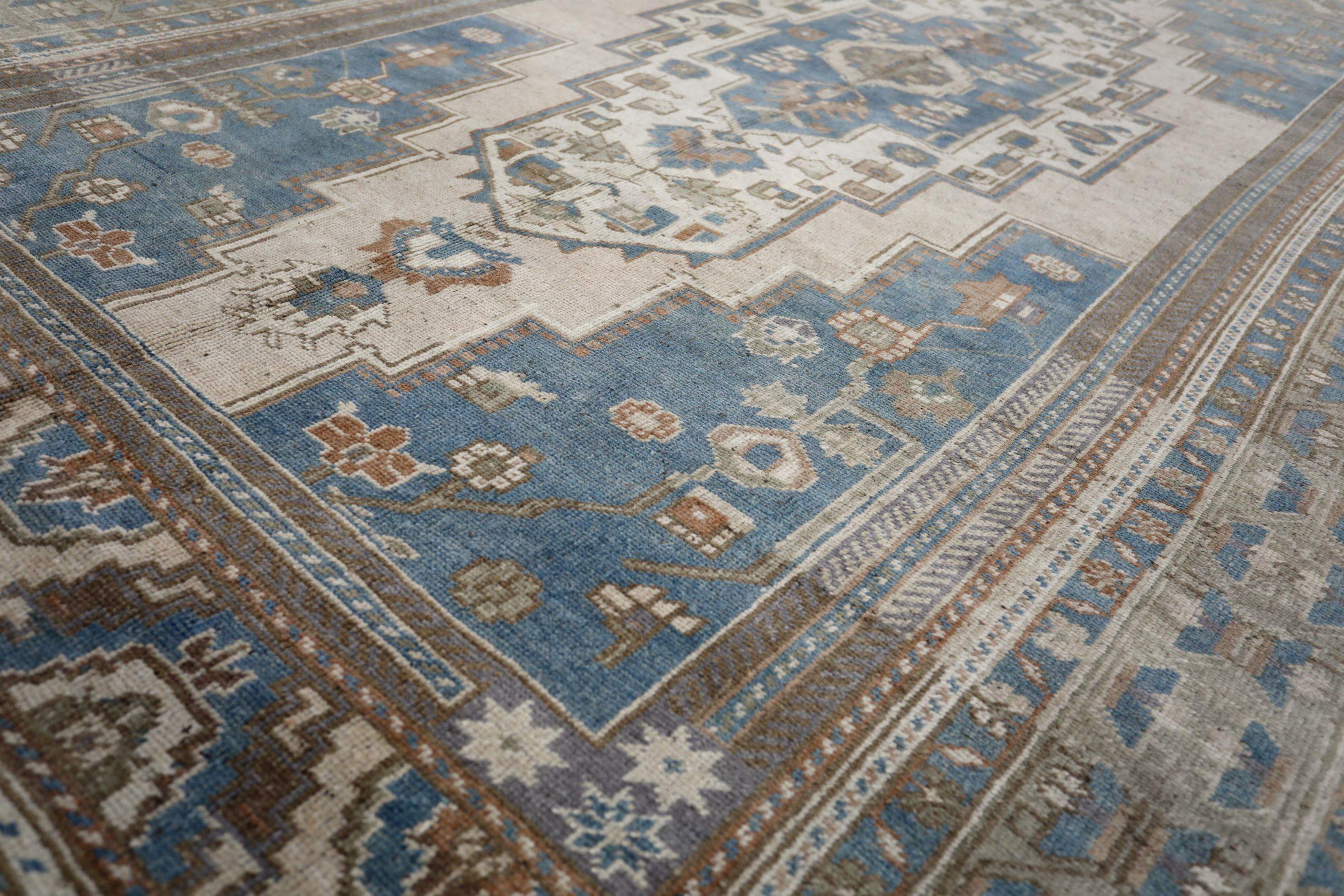 Turco Tappeti Turchia Anatoly - Lana Marrone Avorio Blu Navy Design - 93107 in vendita