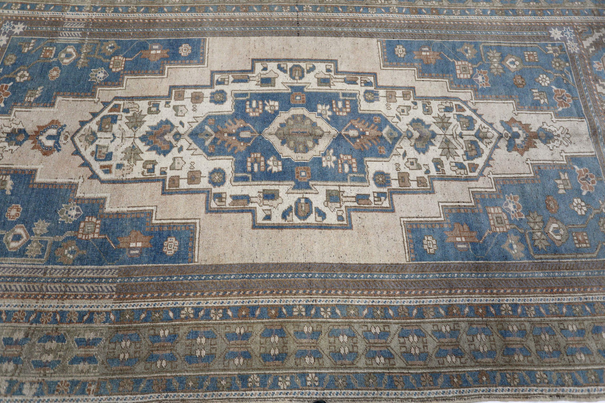 XX secolo Tappeti Turchia Anatoly - Lana Marrone Avorio Blu Navy Design - 93107 in vendita