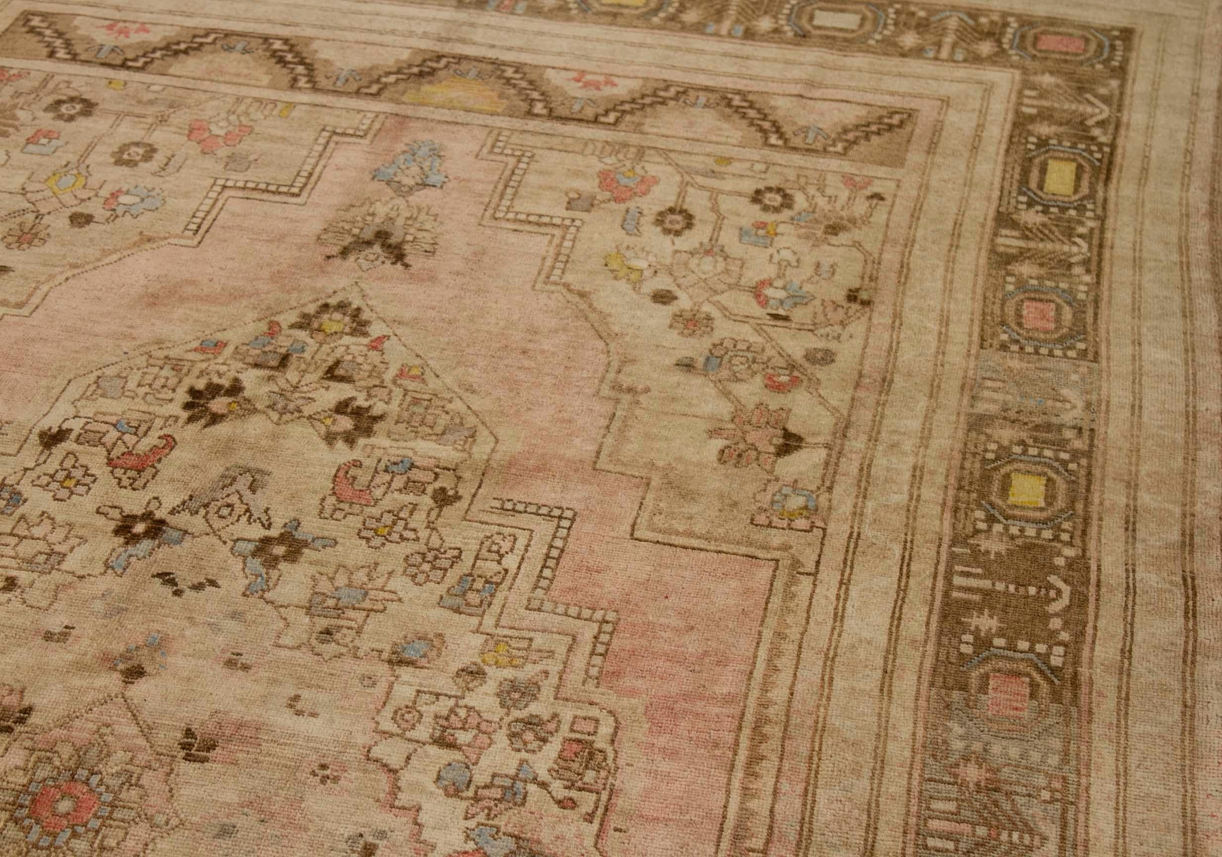 Türkei Anatoly Area Rugs - Wolle Braun Elfenbein Rosa Design - 92804 (20. Jahrhundert) im Angebot
