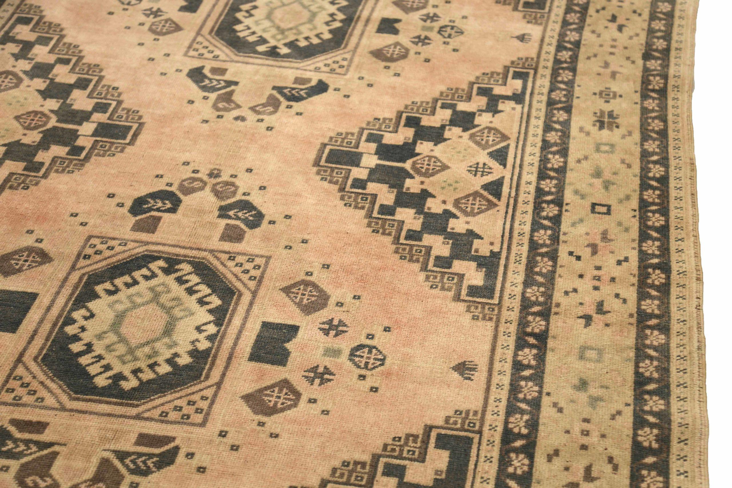 Türkei Anatoly Bereich Teppiche - Wolle Brown Elfenbein Rosa Design - 92904 (20. Jahrhundert) im Angebot