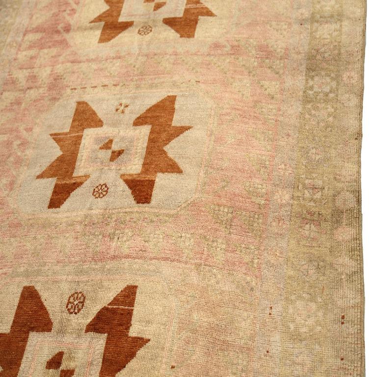 Türkei Anatoly Bereich Teppiche - Wolle Braun Elfenbein Rosa Design - 92970 im Zustand „Hervorragend“ im Angebot in Dallas, TX