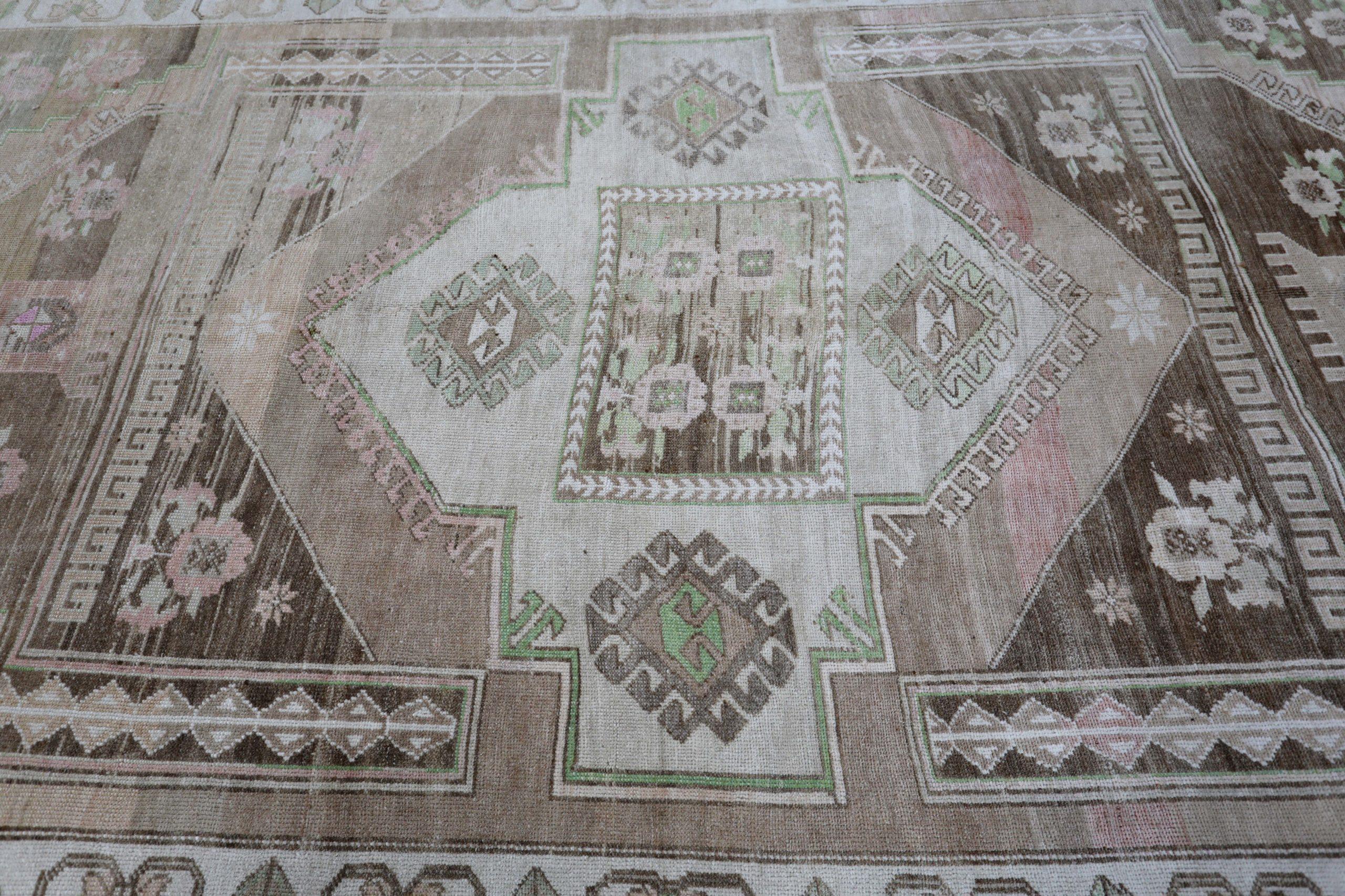 Türkei Anatoly Bereich Teppiche - Wolle Braun Elfenbein Rosa Taupe Design - 93018 (20. Jahrhundert) im Angebot