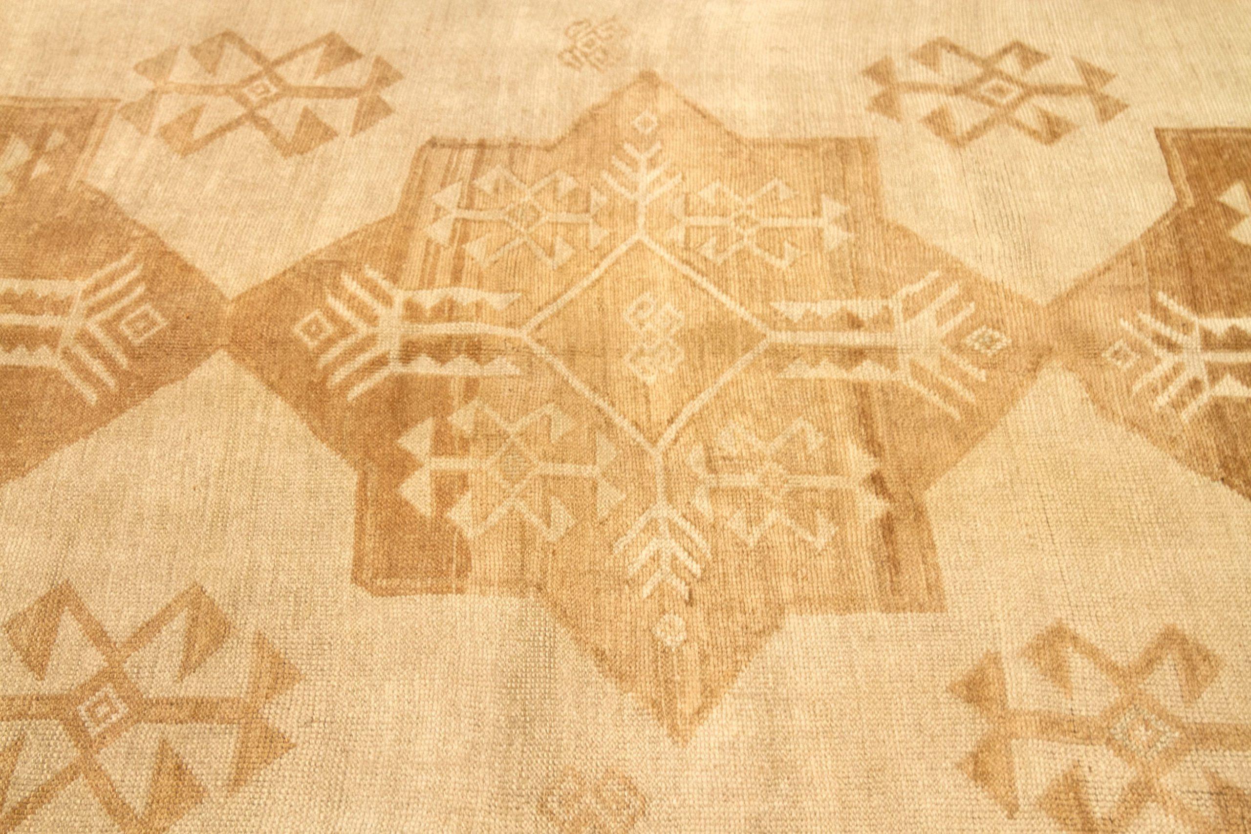 Türkei Anatoly Bereich Teppiche - Wolle Braun Elfenbein Gelb Design - 92789 im Zustand „Hervorragend“ im Angebot in Dallas, TX
