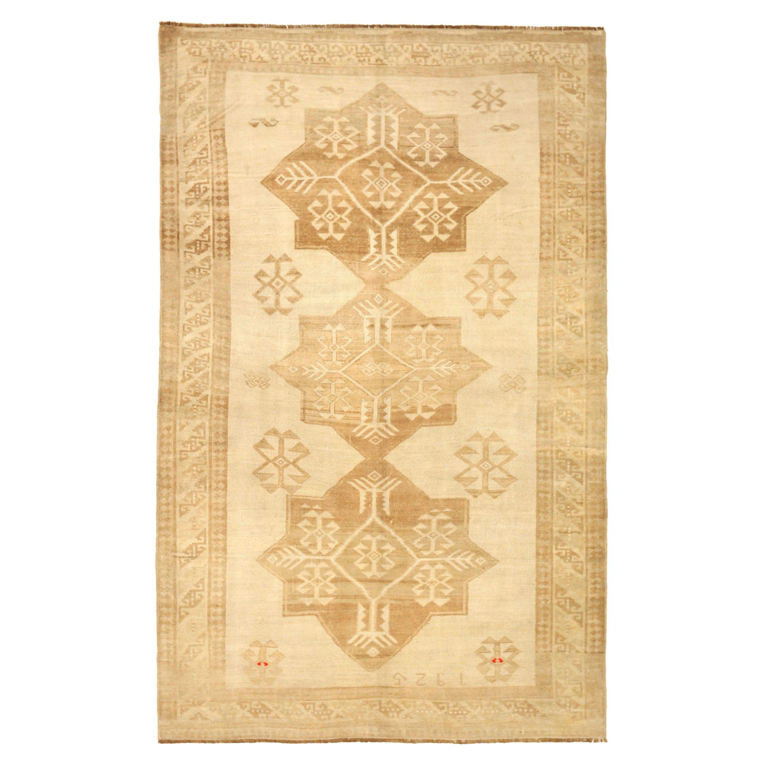 Türkei Anatoly Bereich Teppiche - Wolle Braun Elfenbein Gelb Design - 92789