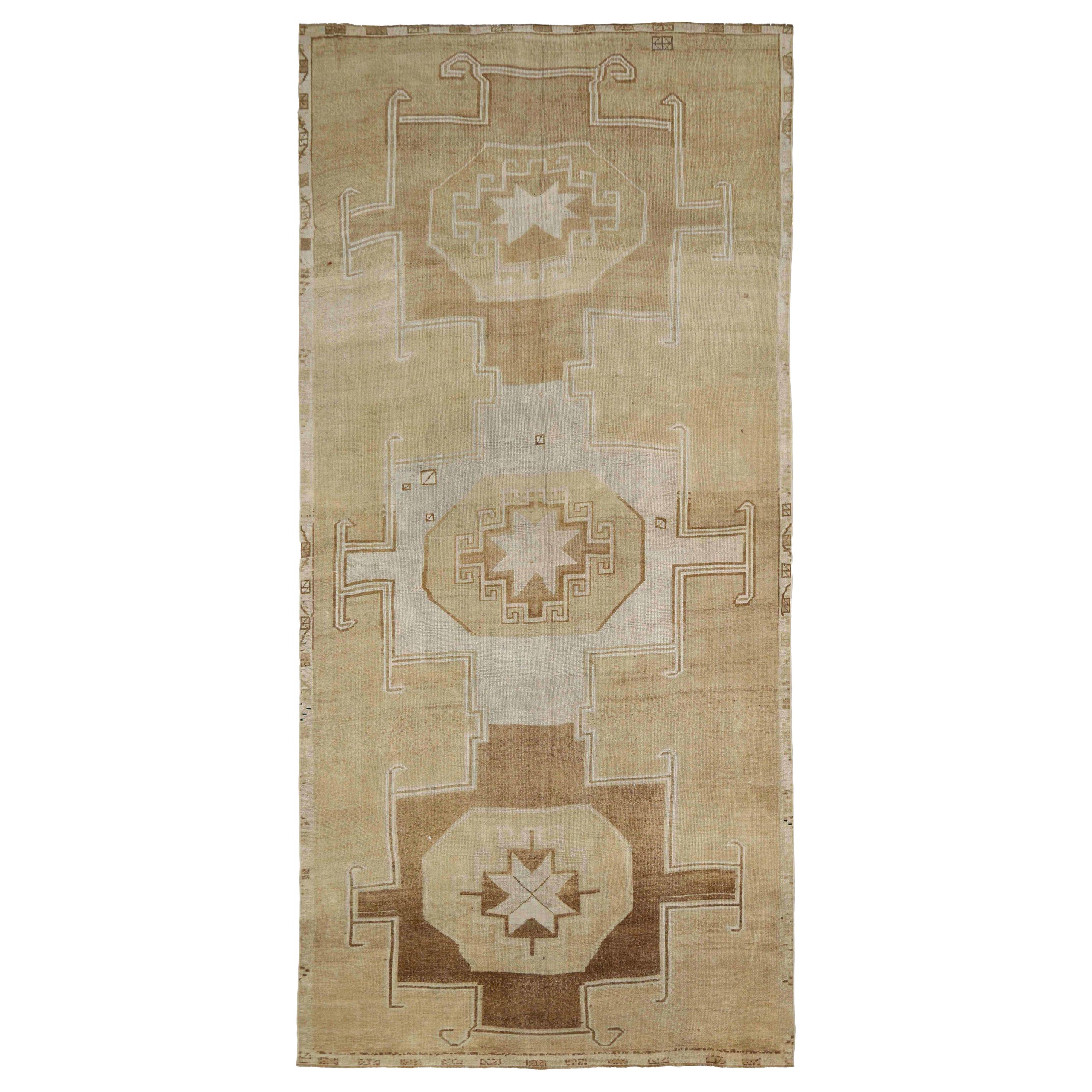 Türkei Anatoly Bereich Teppiche - Wolle Brown Elfenbein Gelb Design - 93027