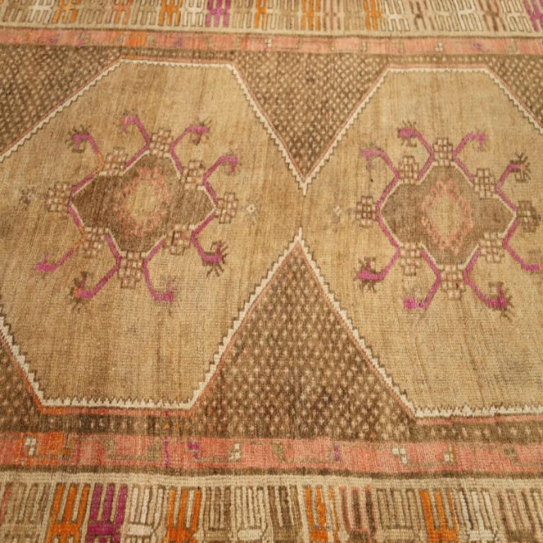 20ième siècle Turkey Anatoly Area Rugs - Wool Brown Orange Pink Taupe - 93002 en vente