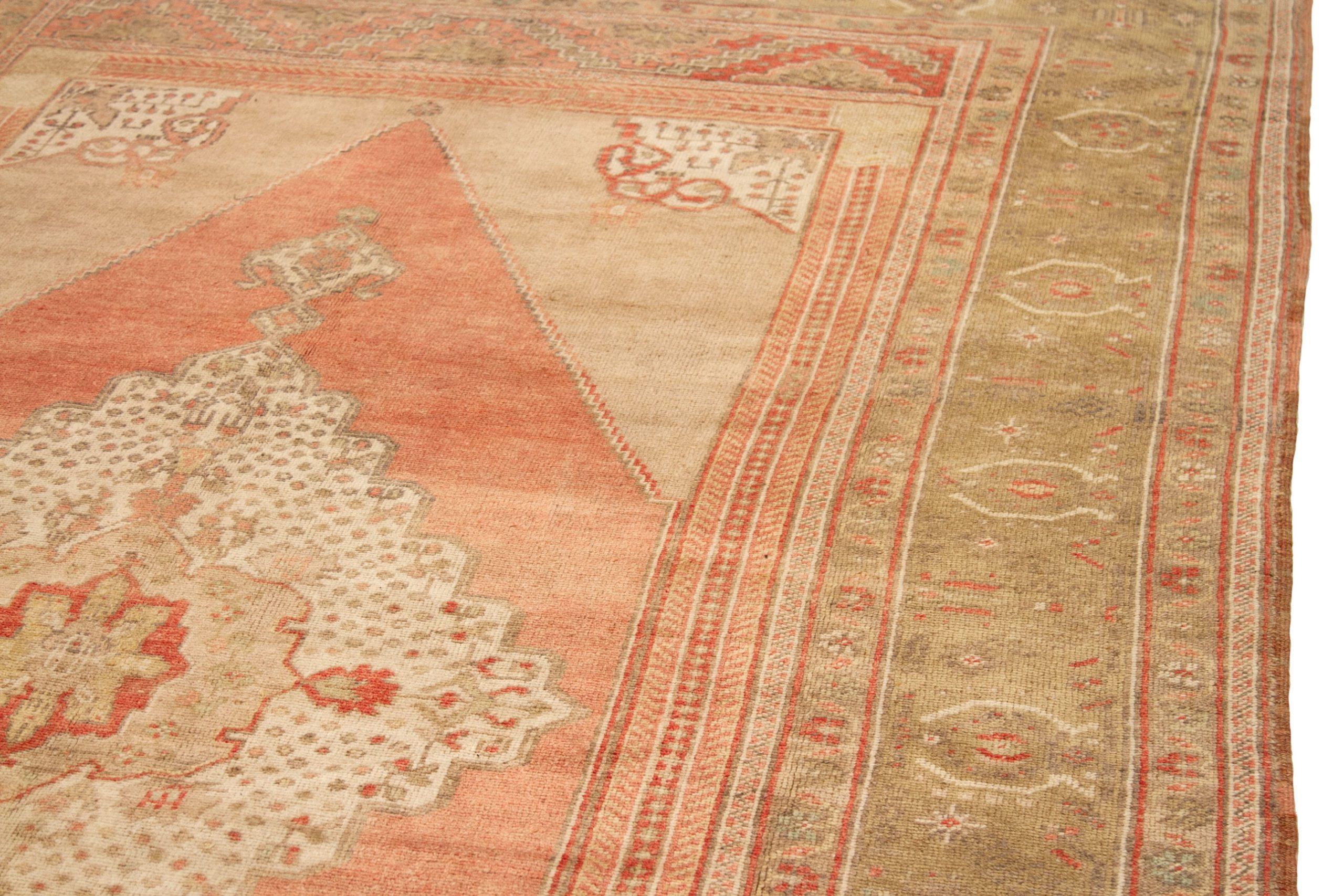 Türkische Anatoly-Teppiche - Wolle in Grün, Elfenbein, Elfenbein und Rosa Design - 92764 im Angebot 1