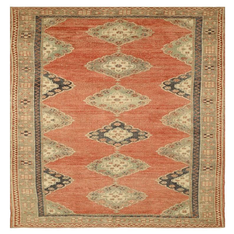 Türkische Anatoly-Teppiche - Wolle Grün Elfenbein Rot Design - 92963