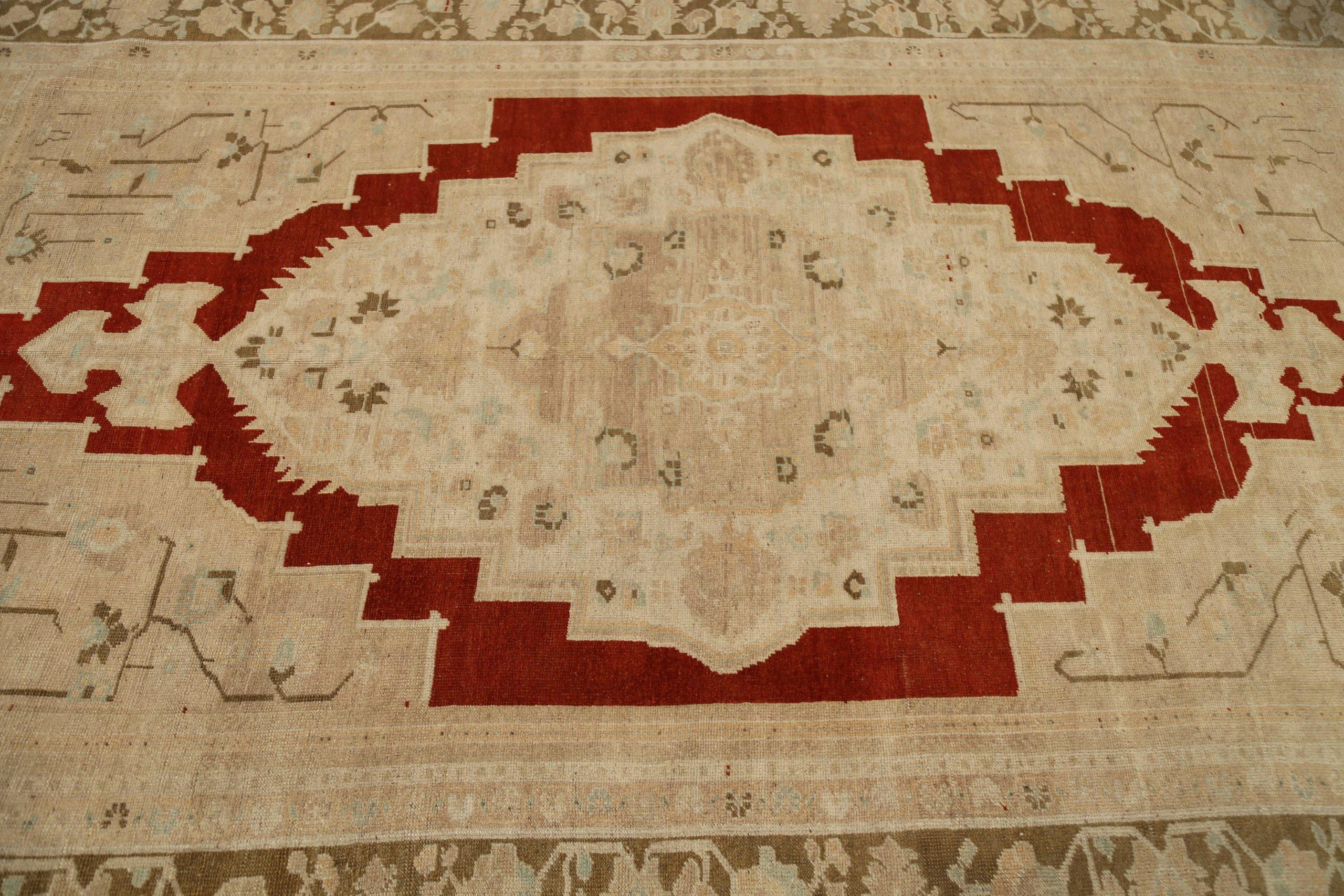 Türkische Anatoly-Teppiche - Wolle Grün Elfenbein Rot Taupe Design - 92889 im Angebot 1