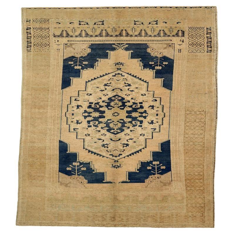 Türkische Anatoly-Teppiche - Wolle Elfenbein Marineblau Design - 92843