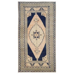 Türkische Anatoly-Teppiche - Wolle Elfenbein Marineblau Blau Rosa Design - 93012