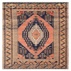 Turkey Anatoly Area Rugs - Wool Ivory Navy Blue Pink Yellow - 93008