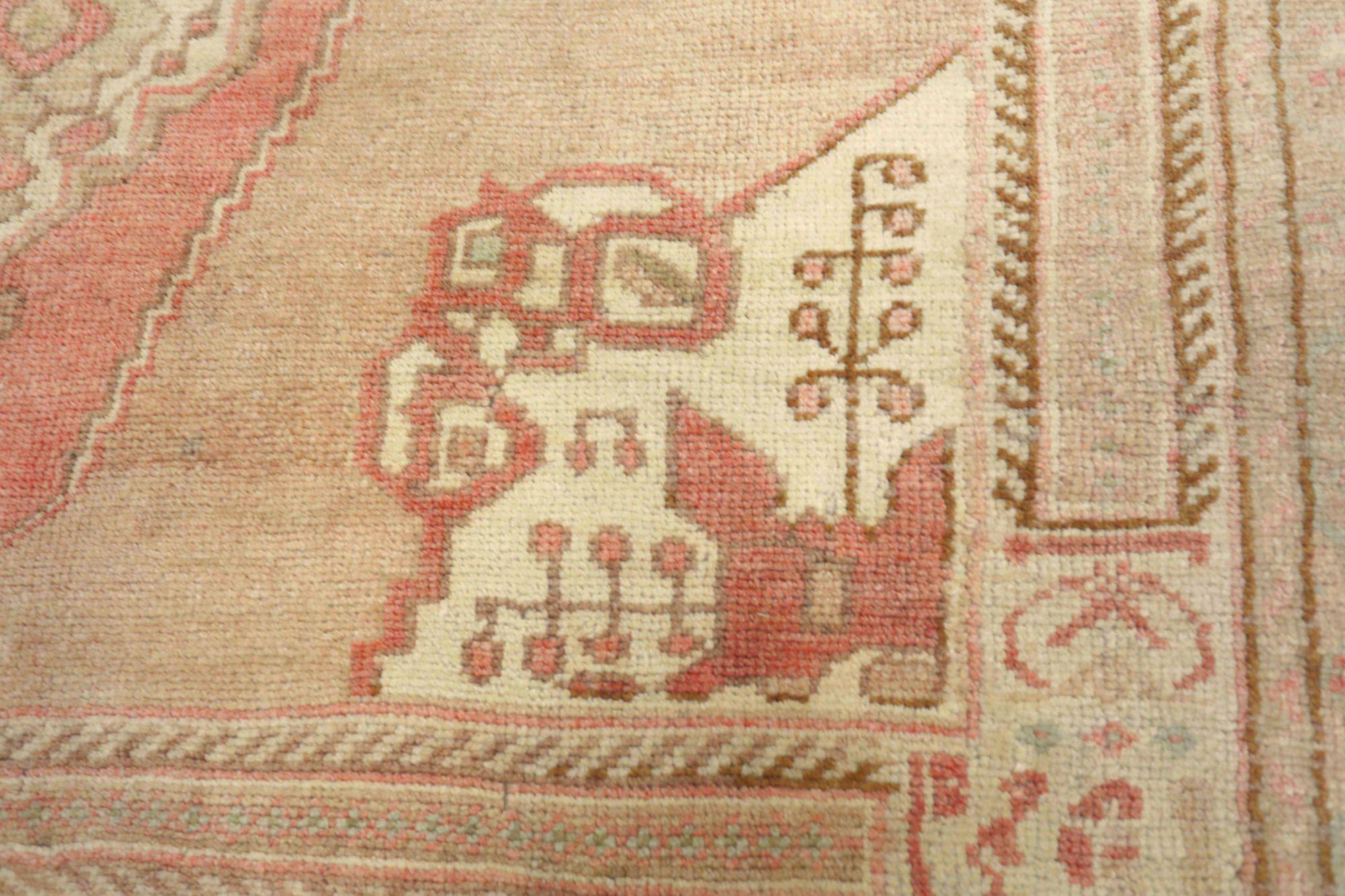 Turkey Anatoly-Teppiche - Wolle Elfenbein Rosa Taupe Design - 93054 (20. Jahrhundert) im Angebot