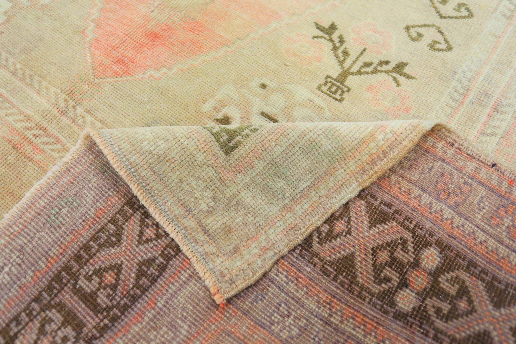 Turkey Anatoly-Teppiche - Wolle Elfenbein Rosa Taupe Design - 93055 (20. Jahrhundert) im Angebot