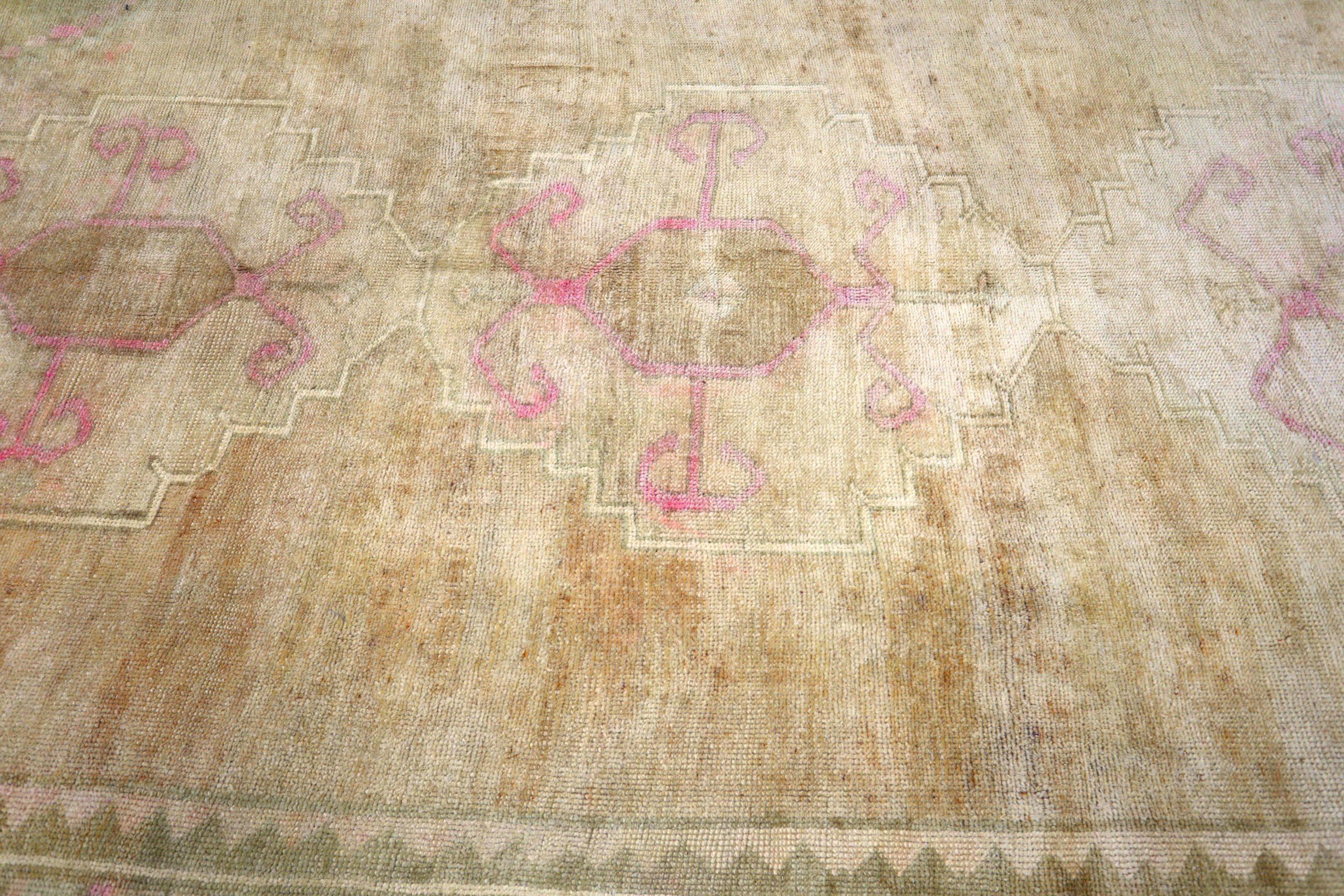Turkey Anatoly-Teppiche - Wolle Elfenbein Rosa Taupe Design - 93152 (20. Jahrhundert) im Angebot