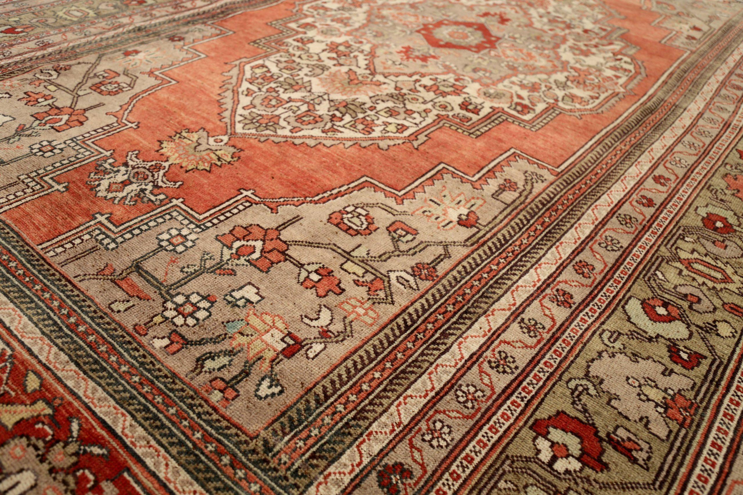 Türkisch Anatoly-Teppiche - Wolle Elfenbein Rot Design - 92892 im Zustand „Hervorragend“ im Angebot in Dallas, TX