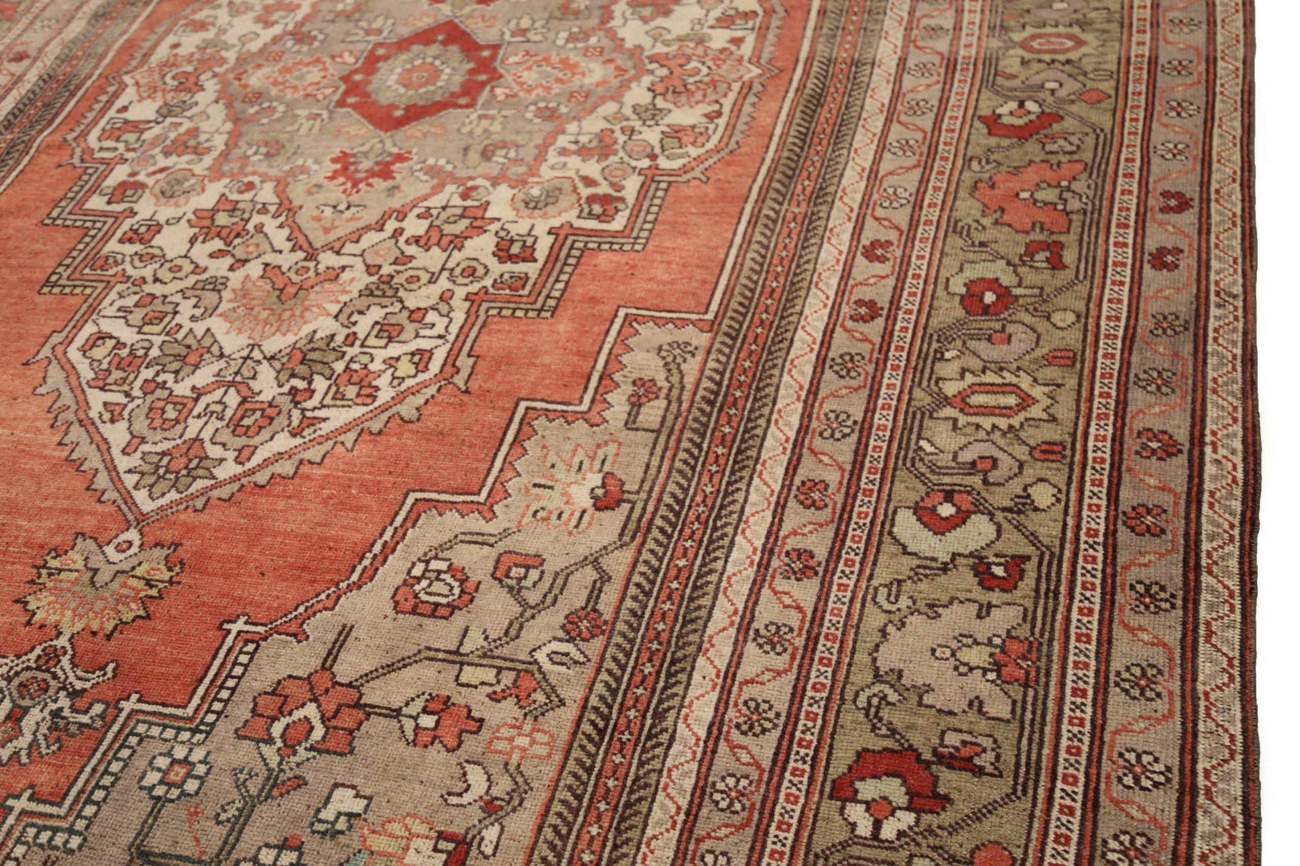 Türkisch Anatoly-Teppiche - Wolle Elfenbein Rot Design - 92892 (20. Jahrhundert) im Angebot