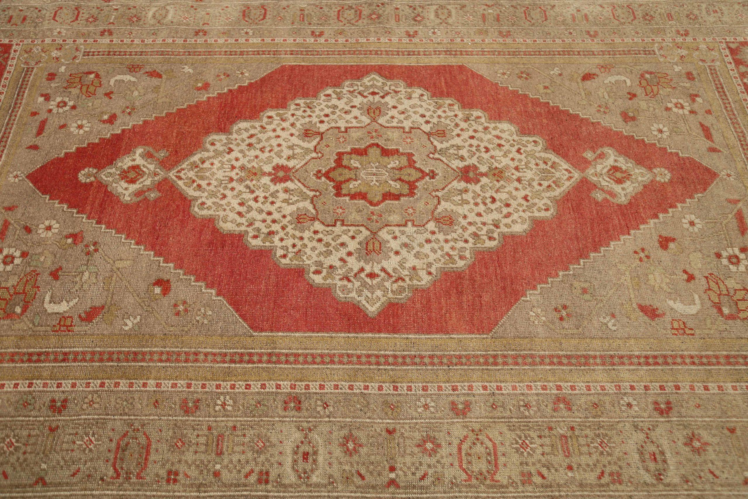 Türkische Anatoly-Teppiche - Wolle Elfenbeinrot Design - 92897 im Angebot 1