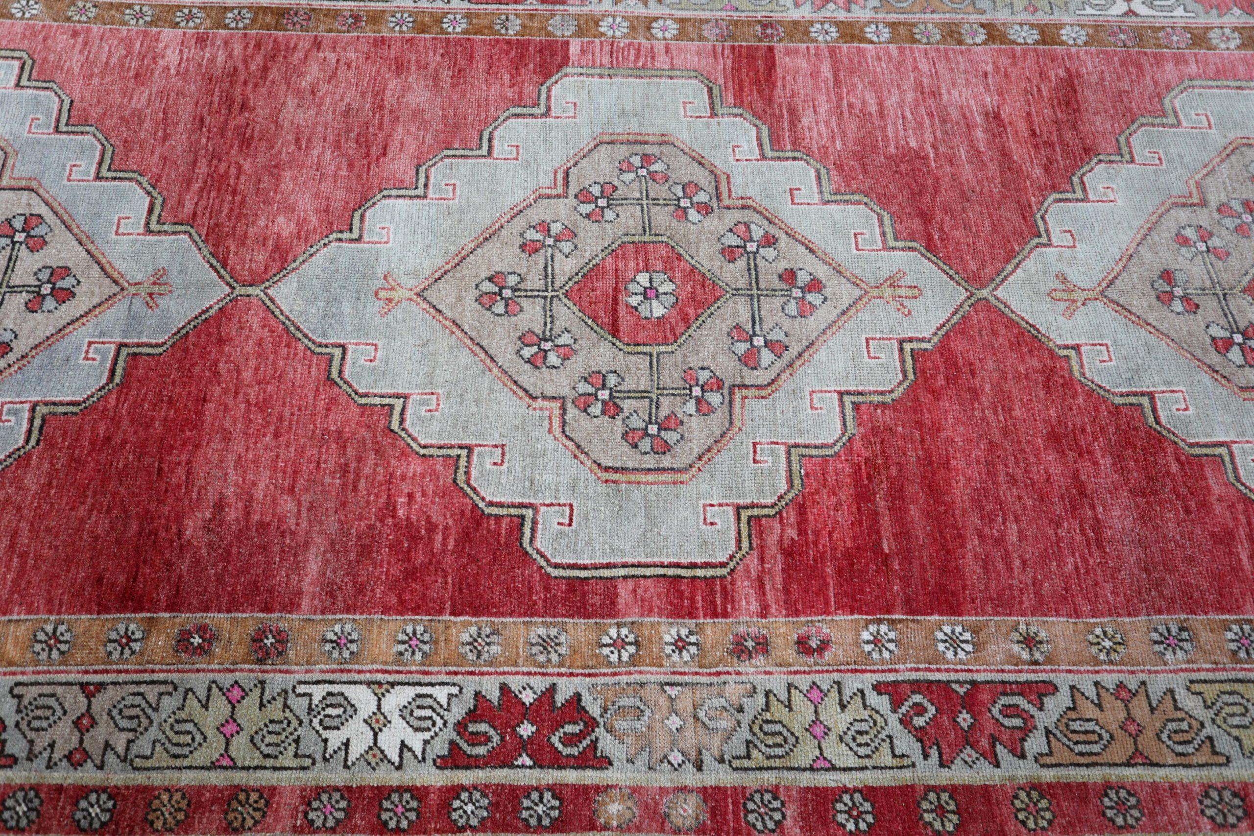 Türkische Anatoly-Teppiche - Wolle Elfenbeinrot Design - 93043 im Angebot 1
