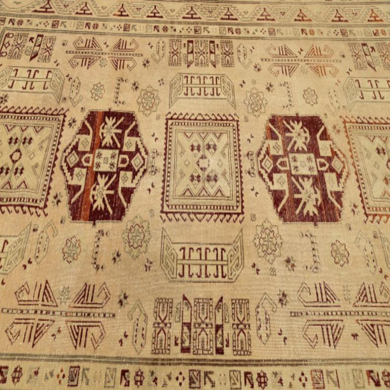 Türkei Anatoly Bereich Teppiche - Wolle Elfenbein Rot Gelb Design - 92965 (20. Jahrhundert) im Angebot