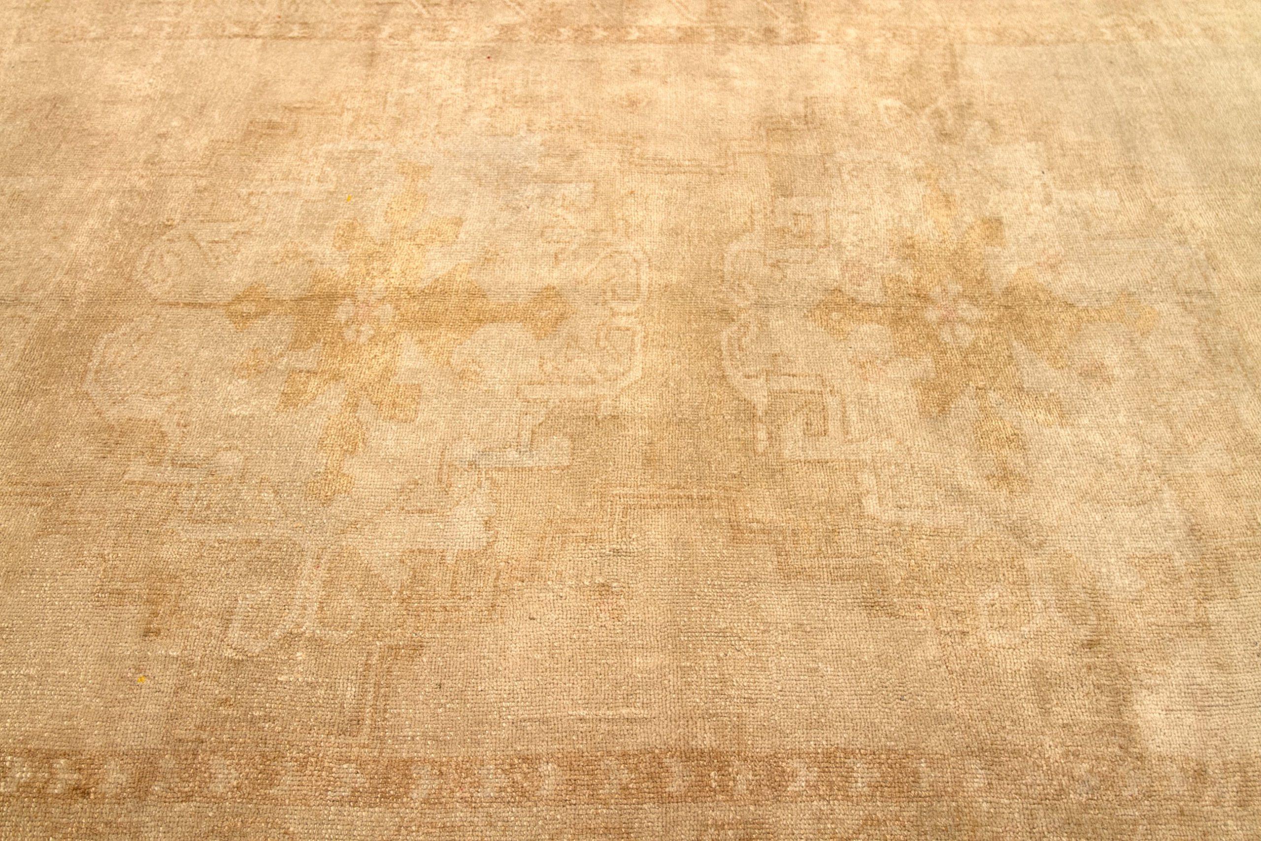 Türkische Anatoly-Teppiche - Wolle Elfenbein Taupe Design - 92808 (20. Jahrhundert) im Angebot