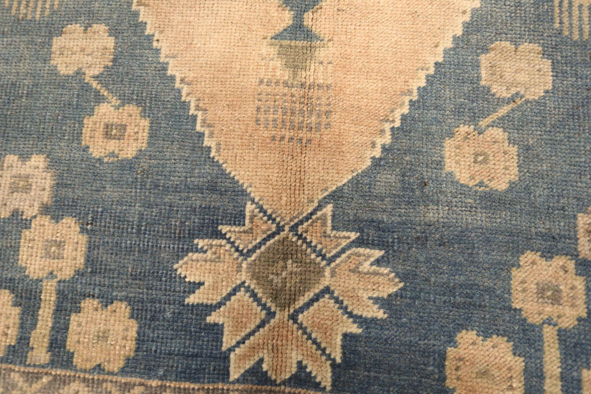 Turkish Turkey Anatoly Area Rugs - Wool Navy Blue Pink Taupe Design - 93073 For Sale