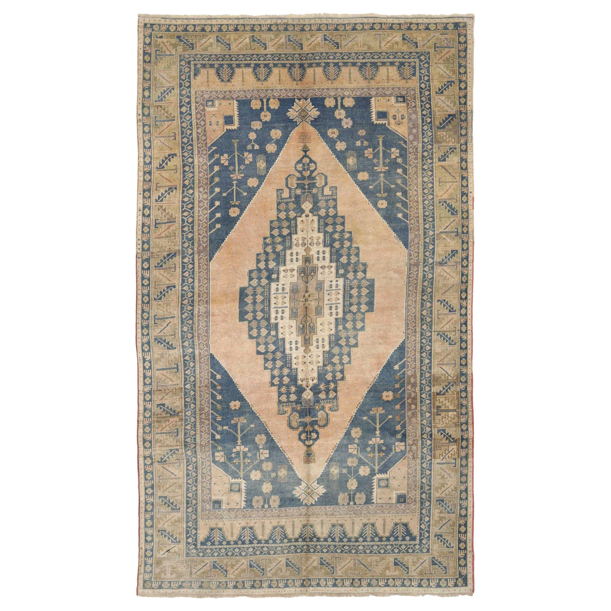 Turkey Anatoly-Teppiche aus Wolle in Marineblau und Rosa und Taupe - 93073