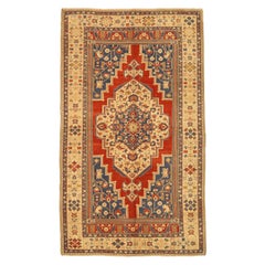 Tapis d'Anatoly de Turquie - Laine bleu marine rouge jaune motif bleu marine - 92778