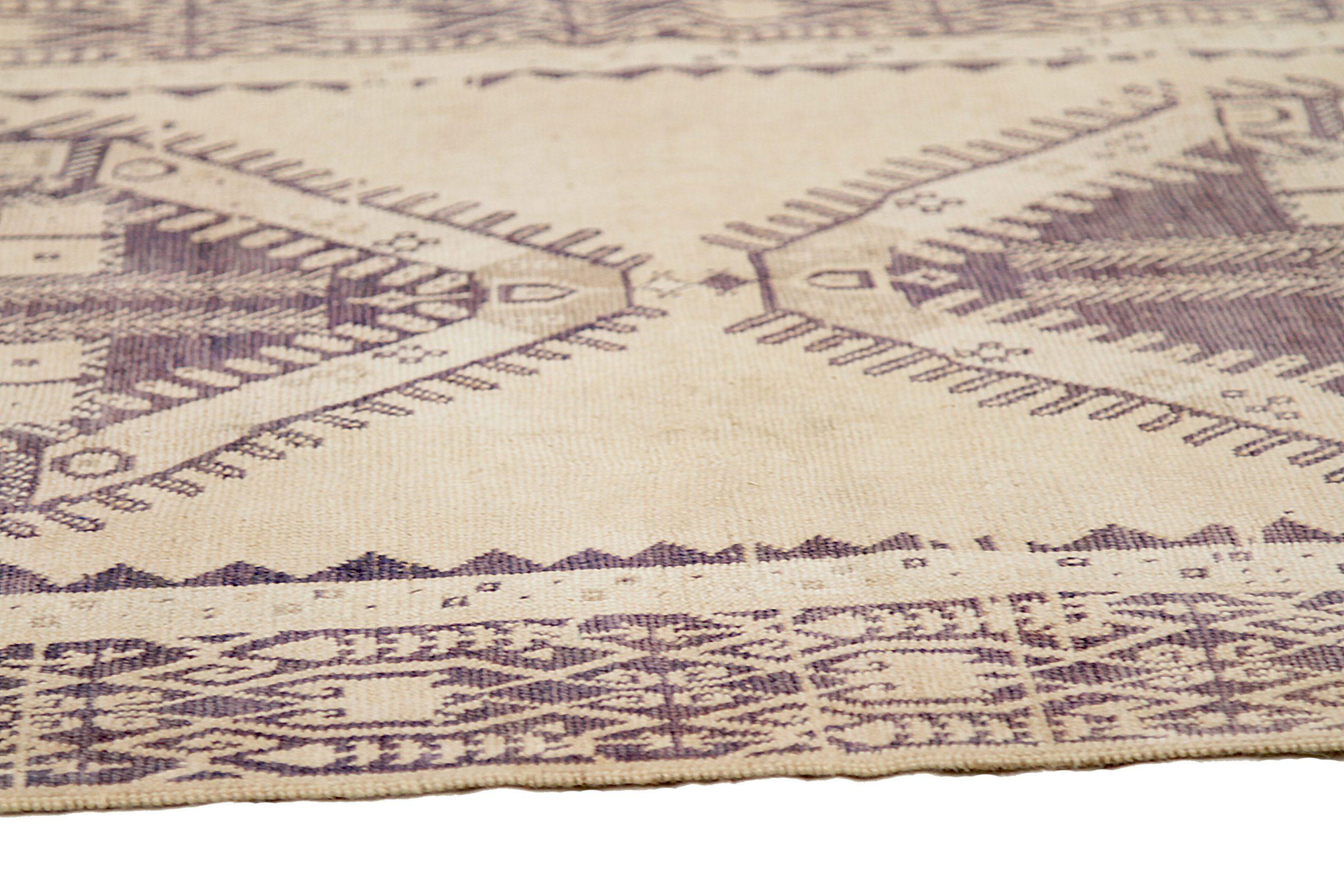 Türkei Anatoly Läufer Teppich CIRCA 1940 - Wolle Braun Elfenbein Design - 92528 im Zustand „Hervorragend“ im Angebot in Dallas, TX