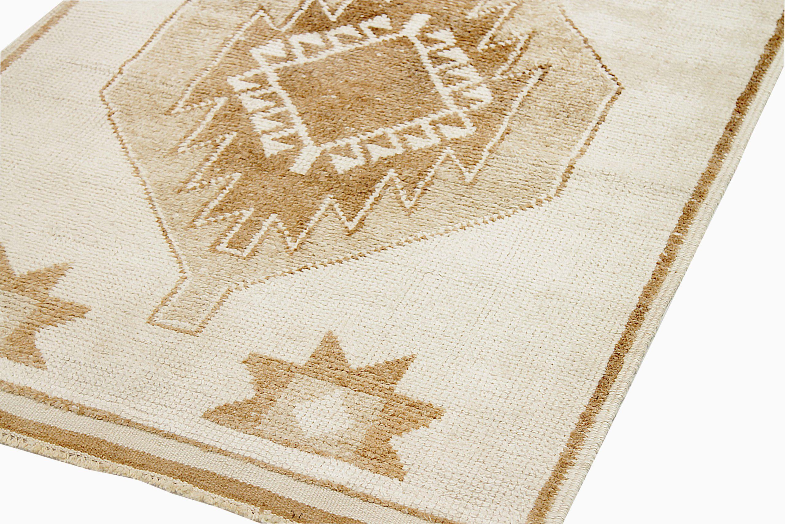 Türkei Anatoly Läufer Teppich CIRCA 1940 - Wolle Braun Elfenbein Design - 92532 (Türkisch) im Angebot