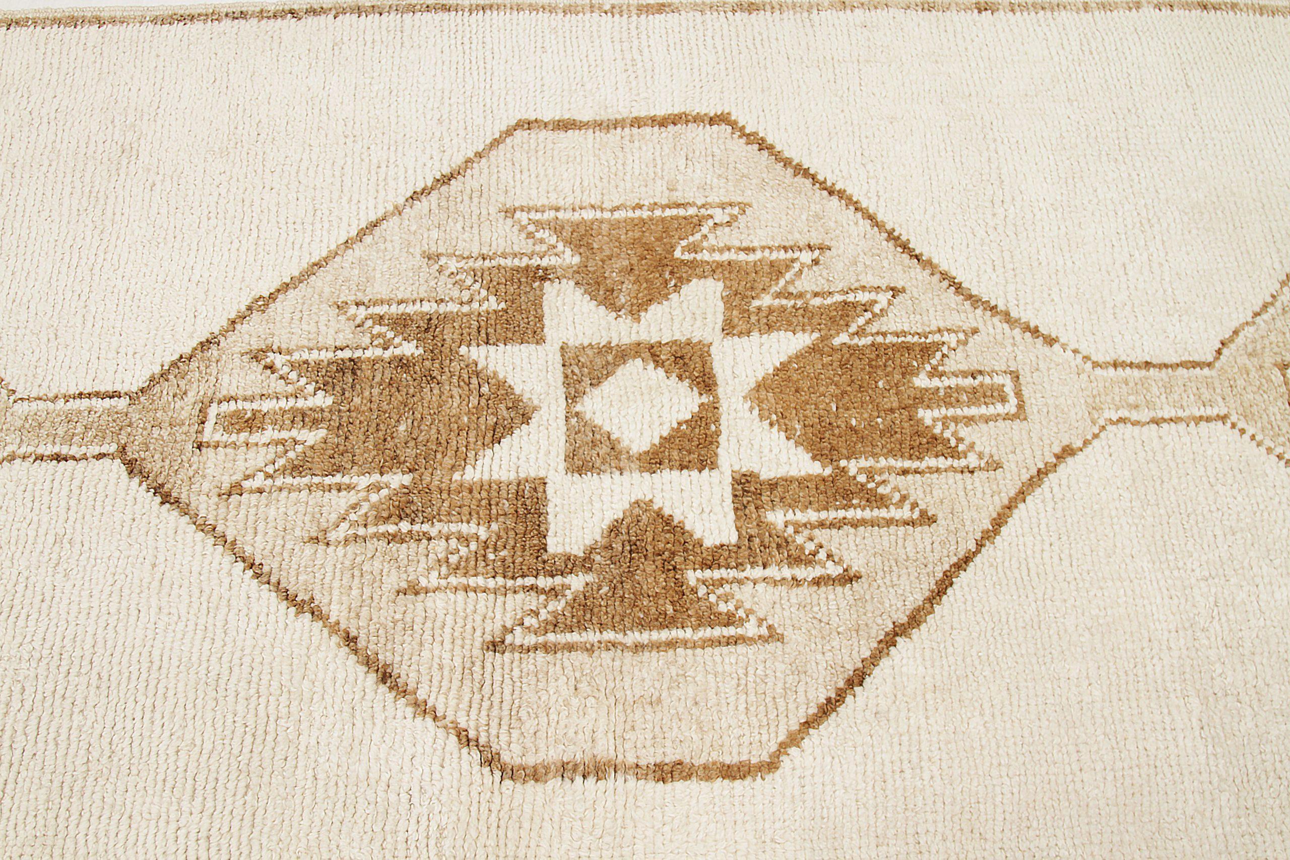 Türkei Anatoly Läufer Teppich CIRCA 1940 - Wolle Braun Elfenbein Design - 92532 (20. Jahrhundert) im Angebot