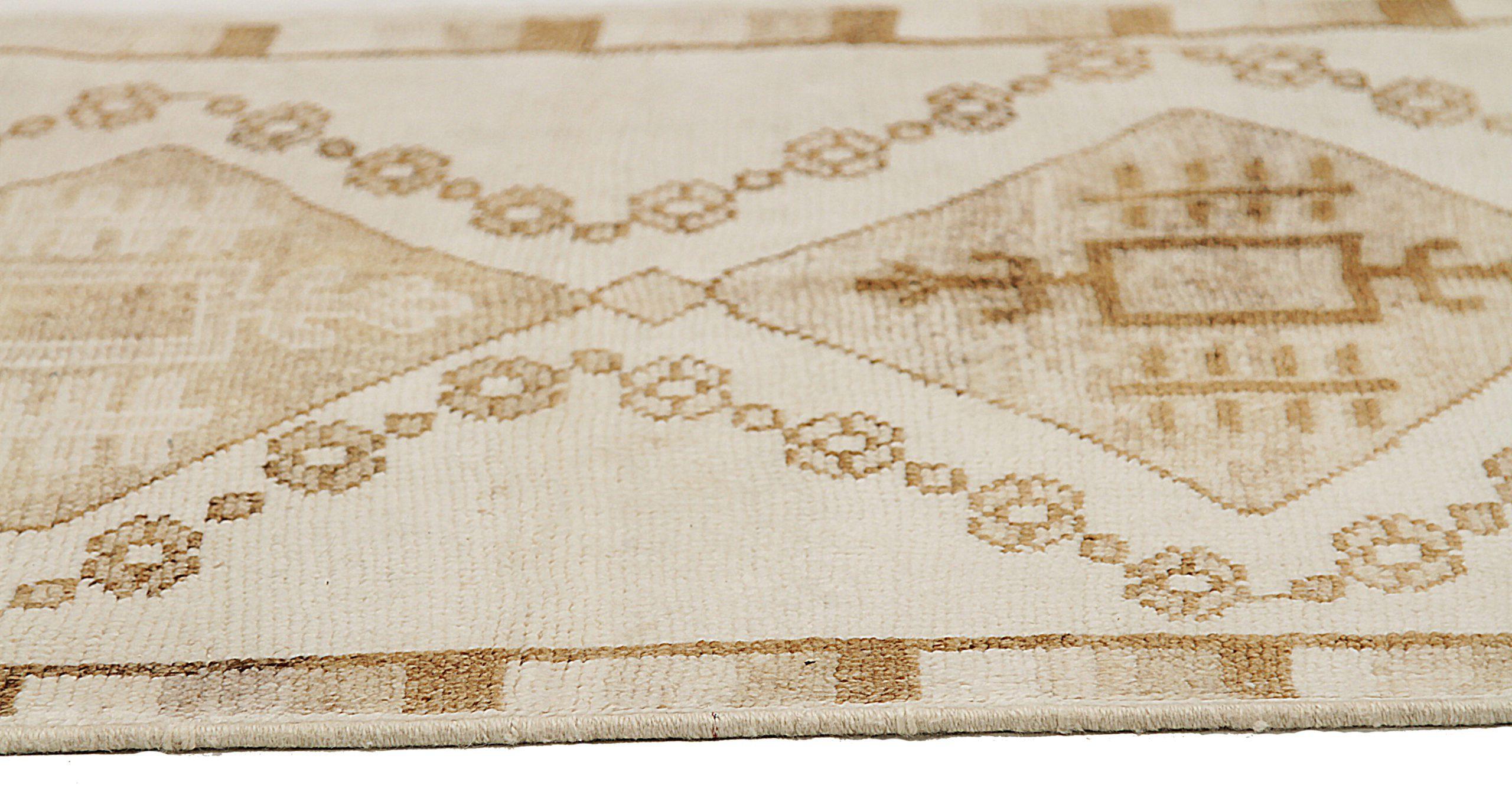 Türkei Anatoly Läufer Teppich CIRCA 1940 - Wolle Braun Elfenbein Design - 92535 im Zustand „Hervorragend“ im Angebot in Dallas, TX