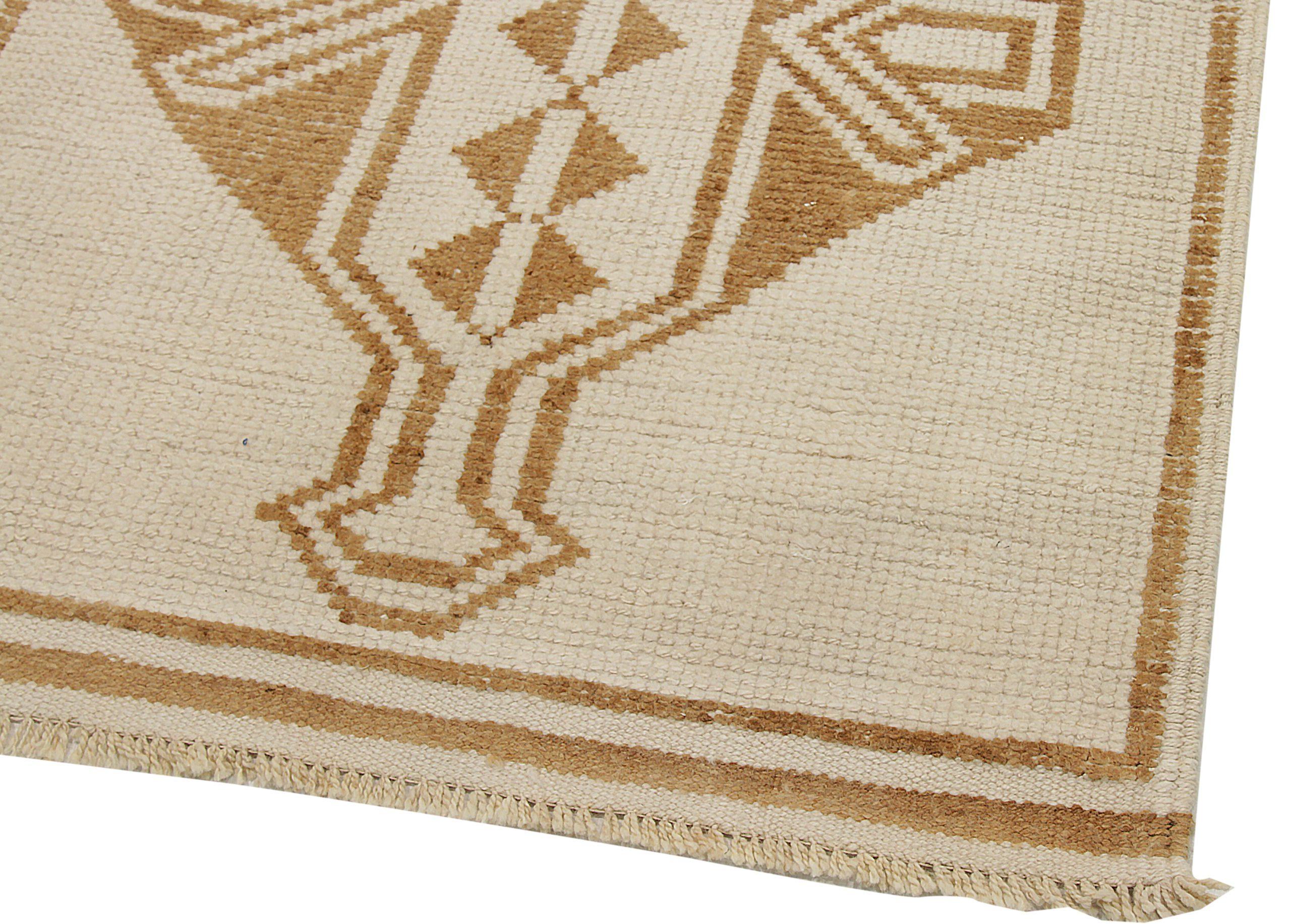 Türkei Anatoly Läufer Teppich CIRCA 1940 - Wolle Elfenbein Gelb Design - 92537 (Türkisch) im Angebot