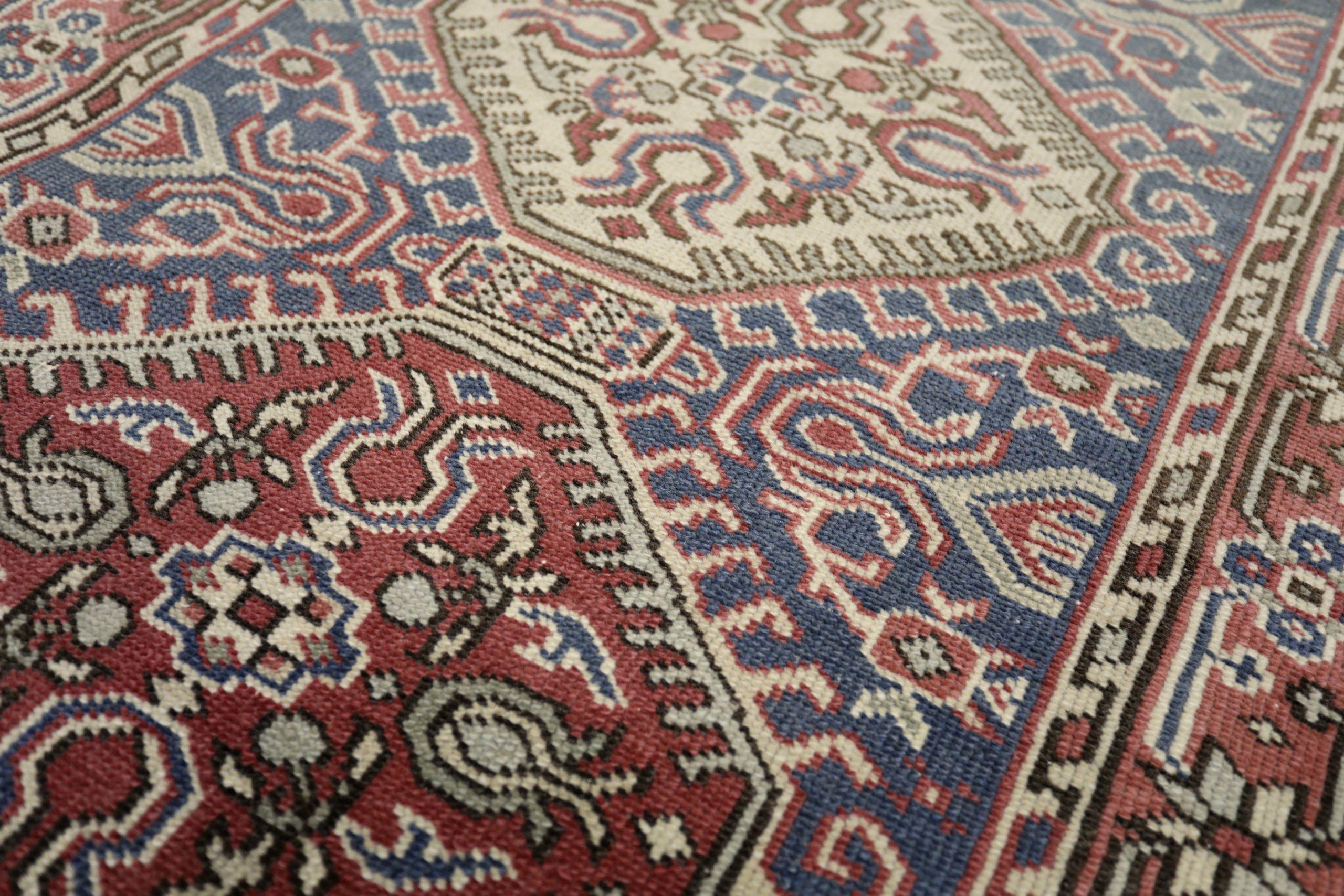 Tribale Tappeto Runner Turkey Anatoly - Lana Nero Avorio Rosso Design - 93255 in vendita