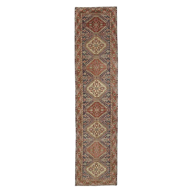 Tappeto Runner Turkey Anatoly - Lana Nero Avorio Rosso Design - 93255