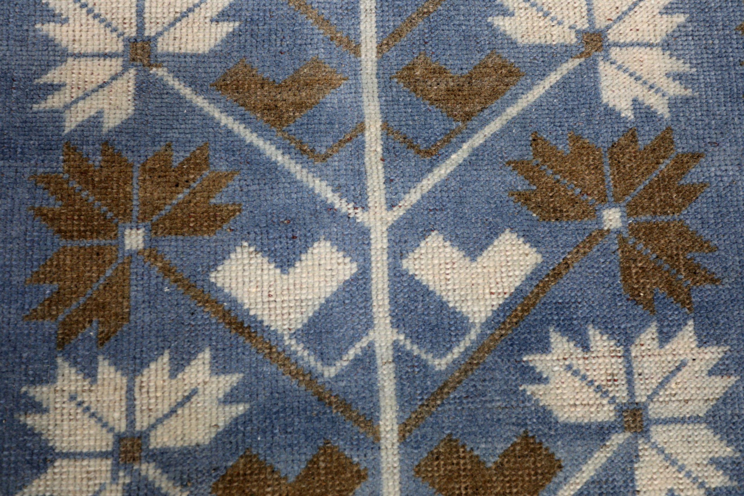 Tapis de course Turkey Anatoly - Laine Bleu Brown Ivory Design - 93254 Excellent état - En vente à Dallas, TX
