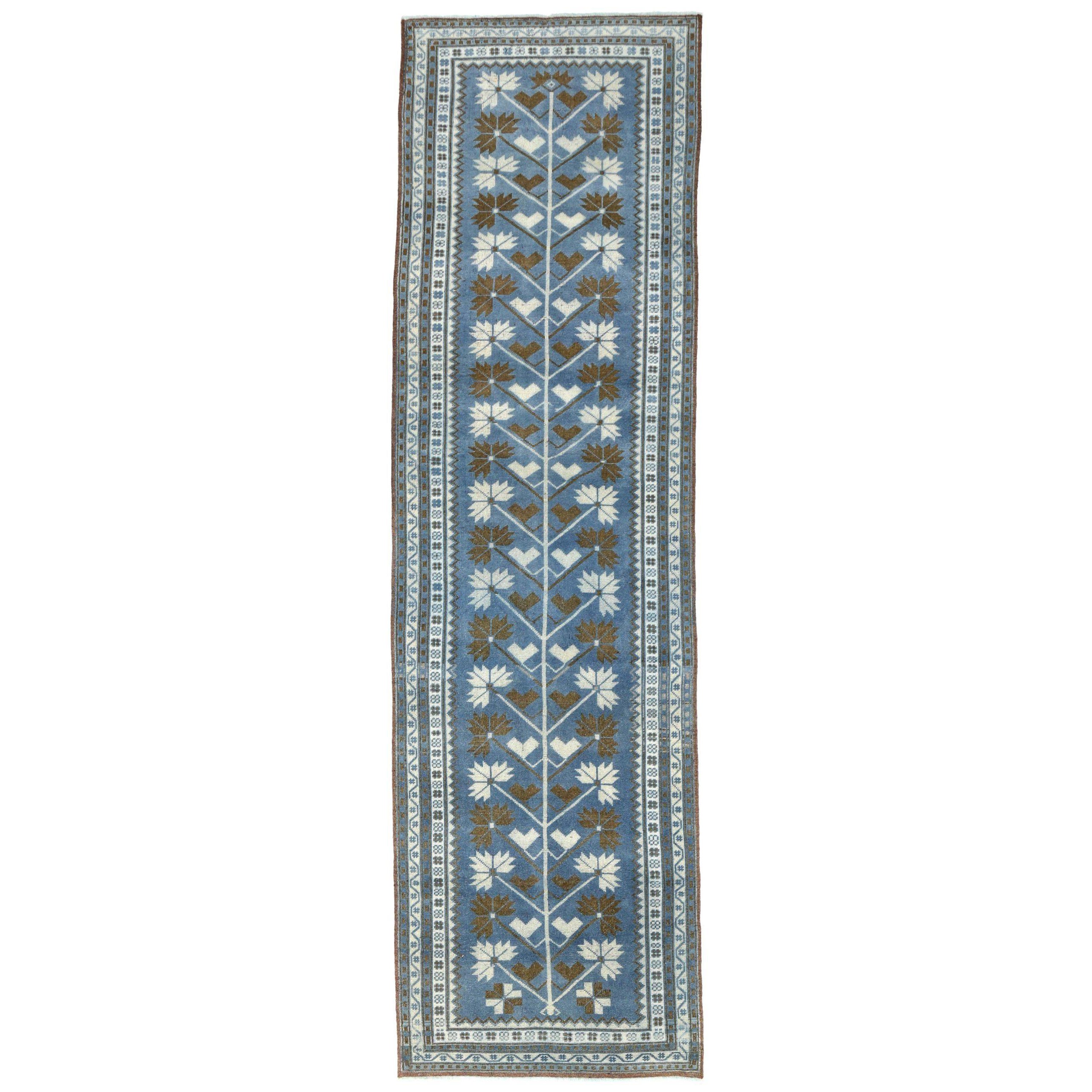 Tapis de course Turkey Anatoly - Laine Bleu Brown Ivory Design - 93254