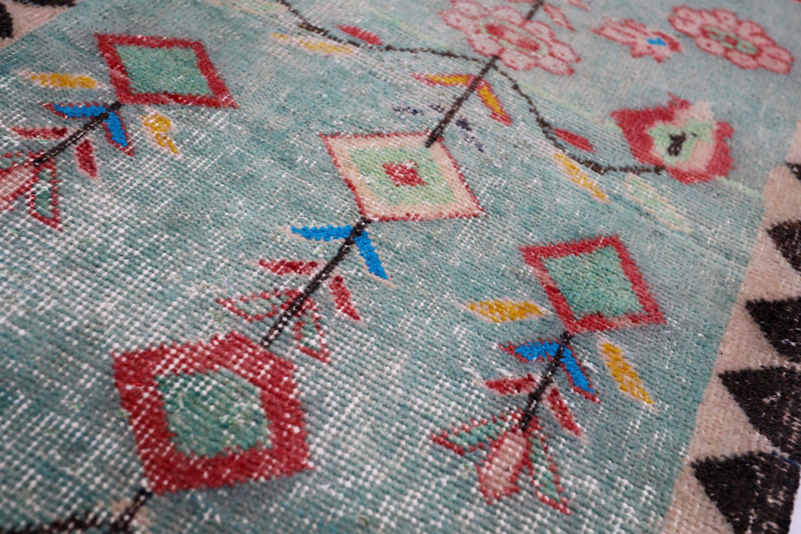 Turc Tapis de course Anatoly Turquie, motif bleu rouge en laine - 93257 en vente