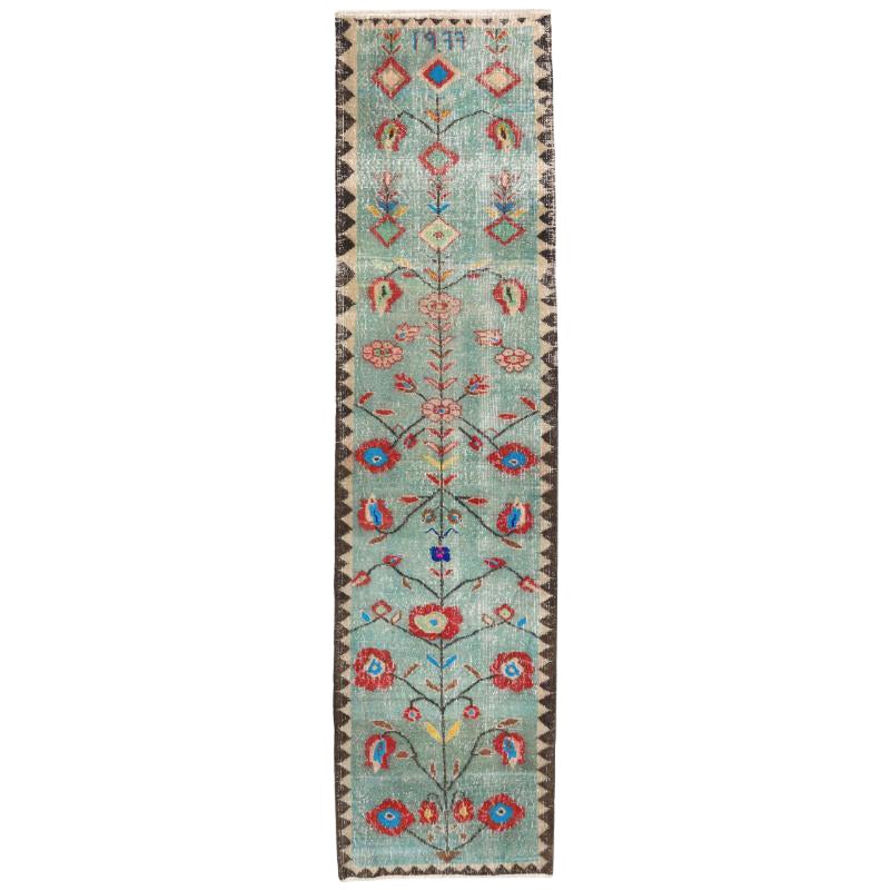 Tapis de course Anatoly Turquie, motif bleu rouge en laine - 93257