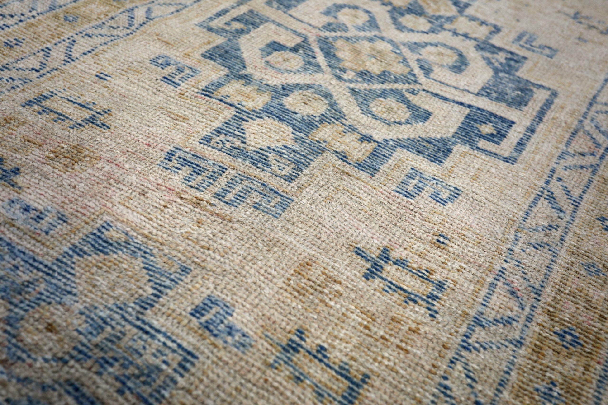 Türkei Anatoly Läufer Teppich - Wolle Blau Gelb Design - 93258 (Türkisch) im Angebot