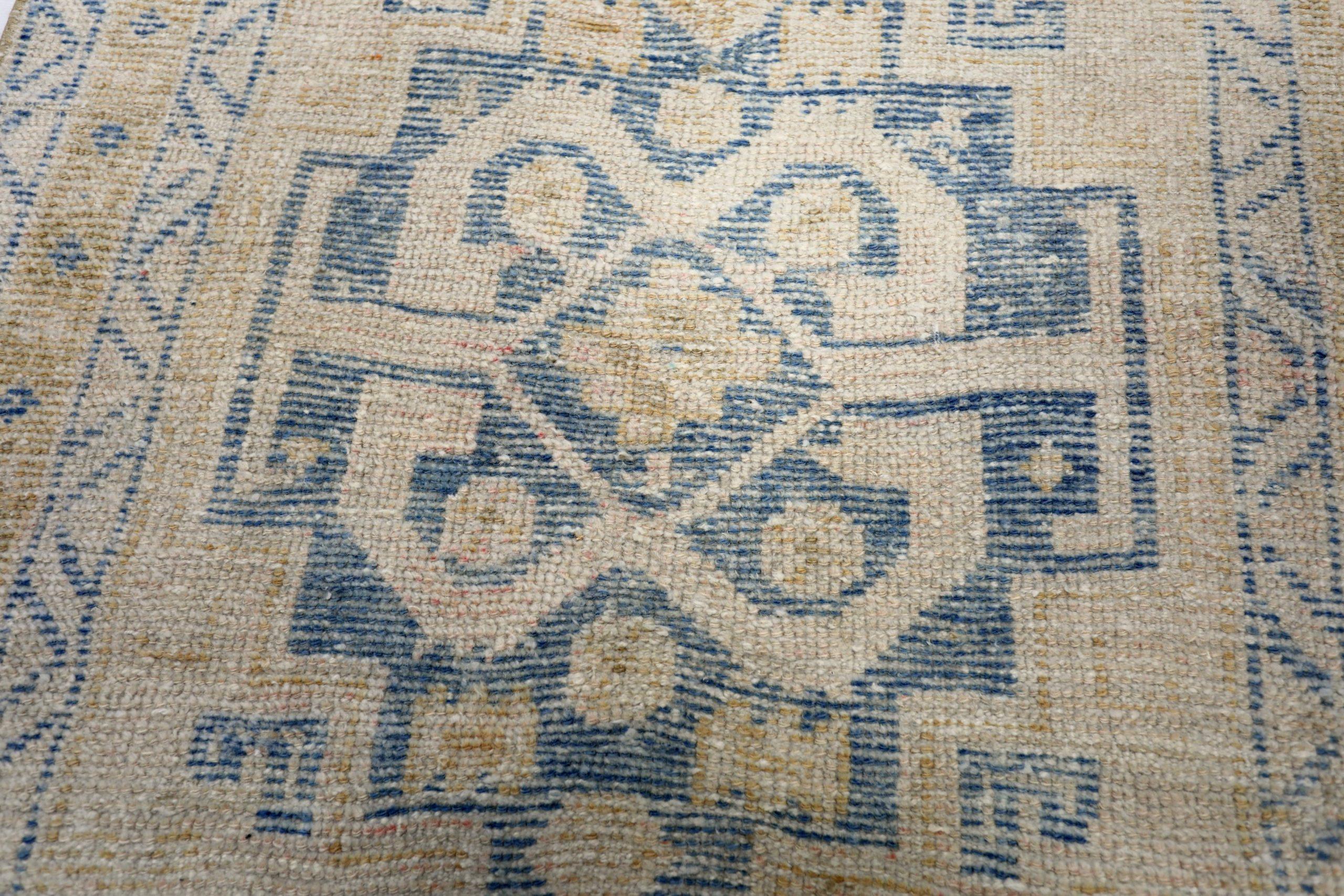 Türkei Anatoly Läufer Teppich - Wolle Blau Gelb Design - 93258 im Zustand „Hervorragend“ im Angebot in Dallas, TX