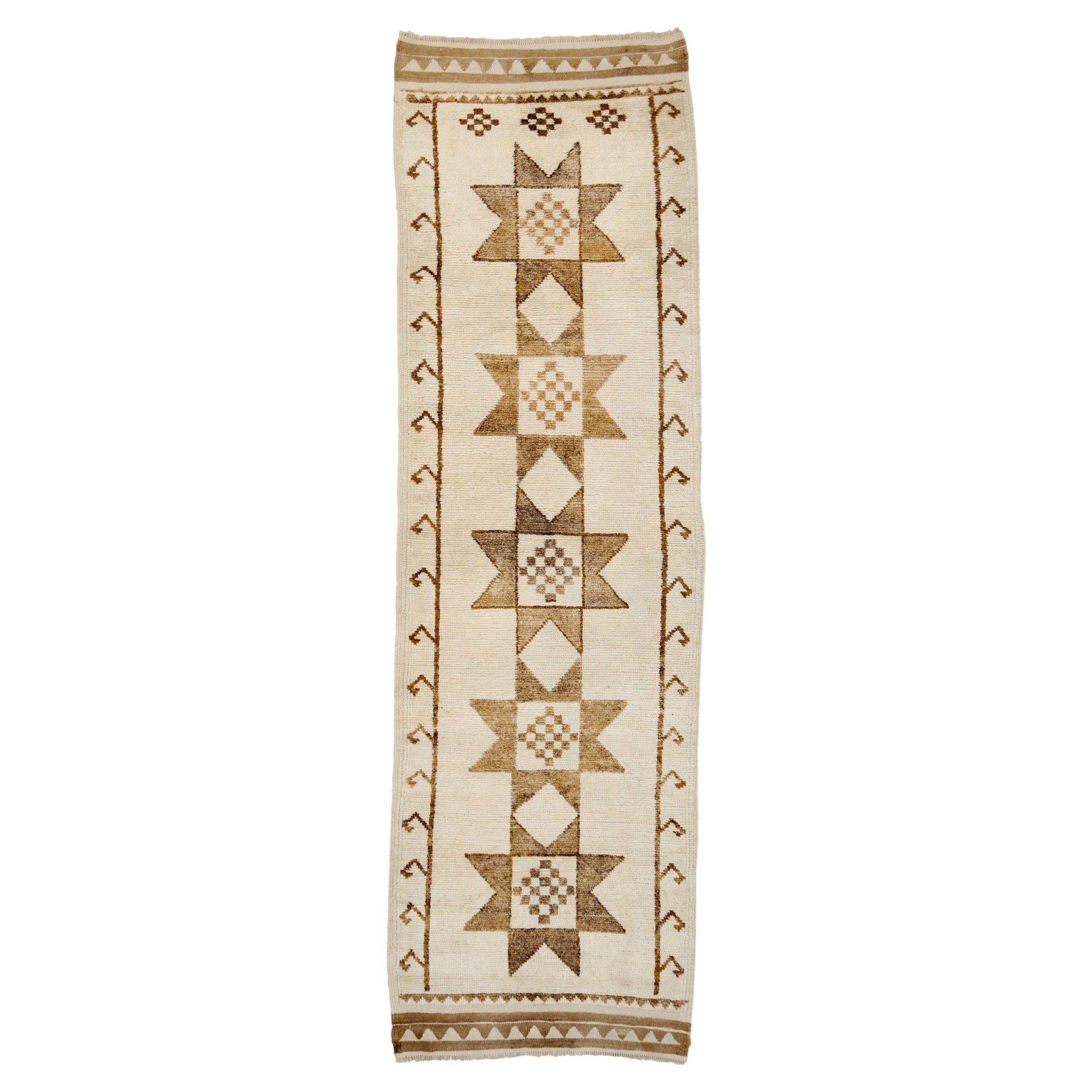 Türkei Anatoly Läufer Teppich - Wolle Braun Elfenbein Design - 93194
