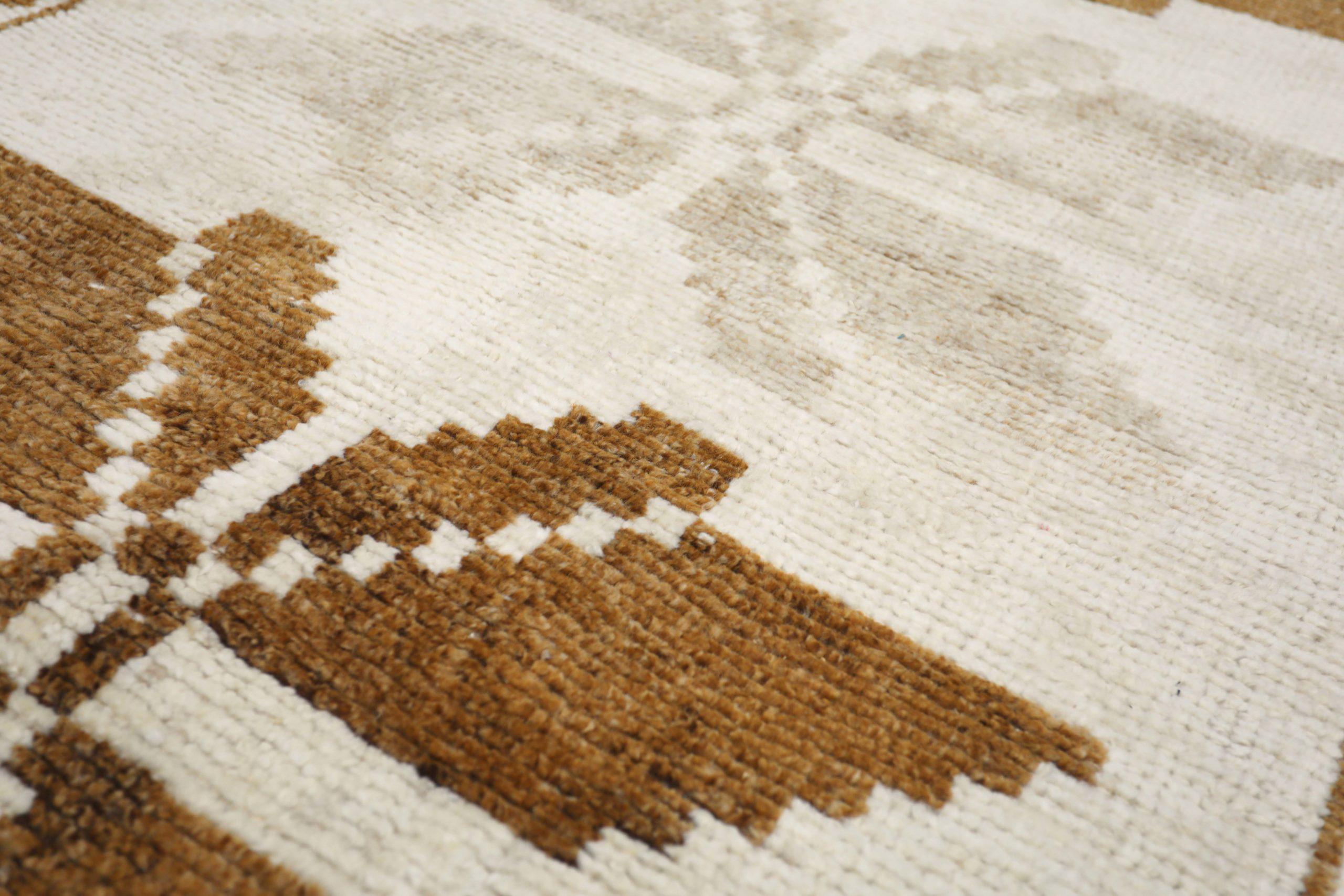 Turco Tappeto Runner Turkey Anatoly - Lana Marrone Avorio Design - 93196 in vendita