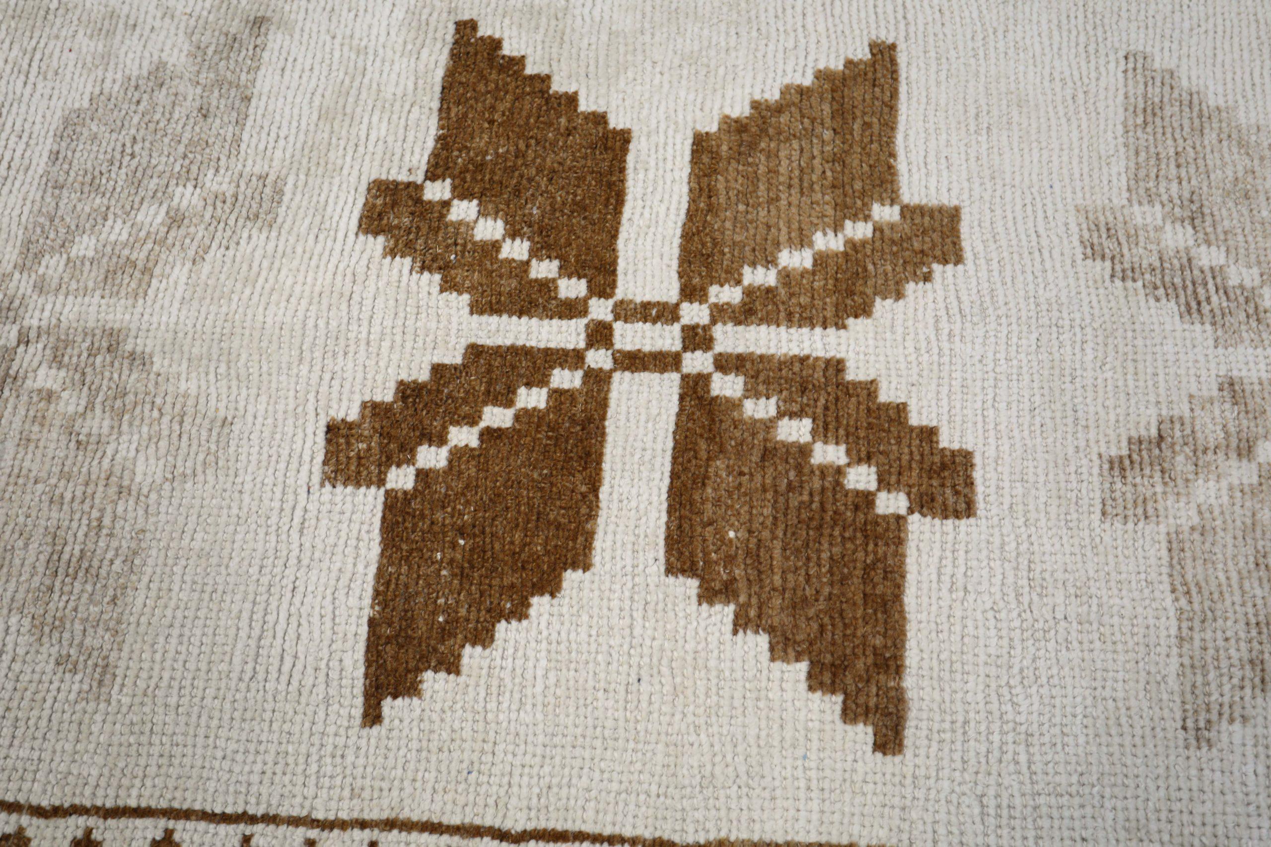 XX secolo Tappeto Runner Turkey Anatoly - Lana Marrone Avorio Design - 93196 in vendita