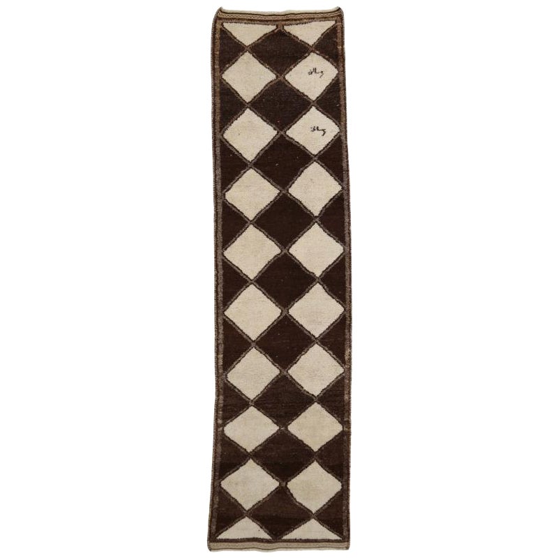 Tapis de course Turkey Anatoly - Laine Brown Ivory Design - 93197 en vente