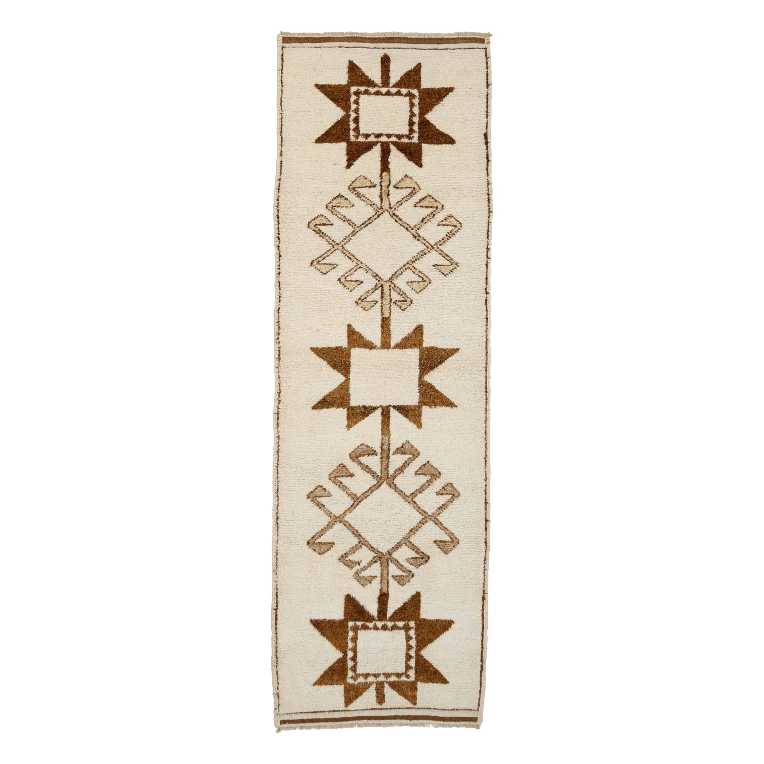 Türkei Anatoly Läufer Teppich - Wolle Braun Elfenbein Design - 93198