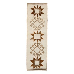 Türkei Anatoly Läufer Teppich - Wolle Braun Elfenbein Design - 93198