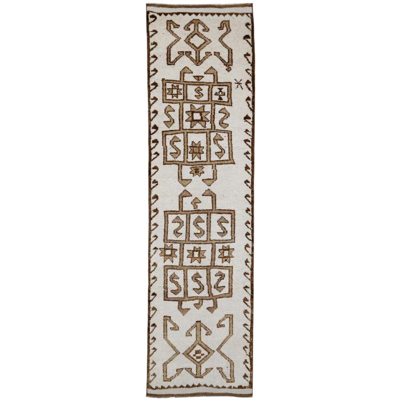 Türkei Anatoly Läufer Teppich - Wolle Braun Elfenbein Design - 93200 im Angebot
