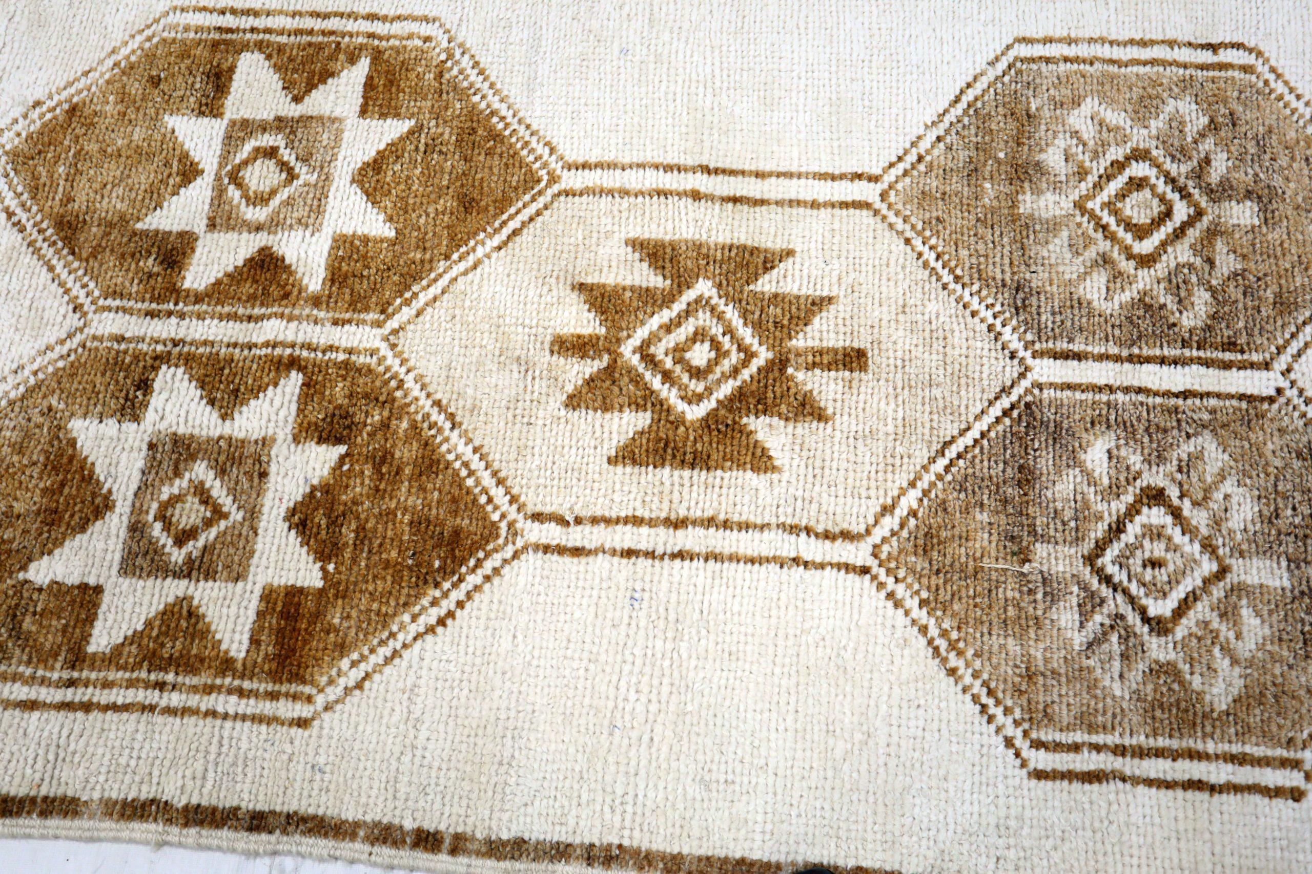 Türkei Anatoly Läufer Teppich - Wolle Braun Elfenbein Design - 93203 (20. Jahrhundert) im Angebot