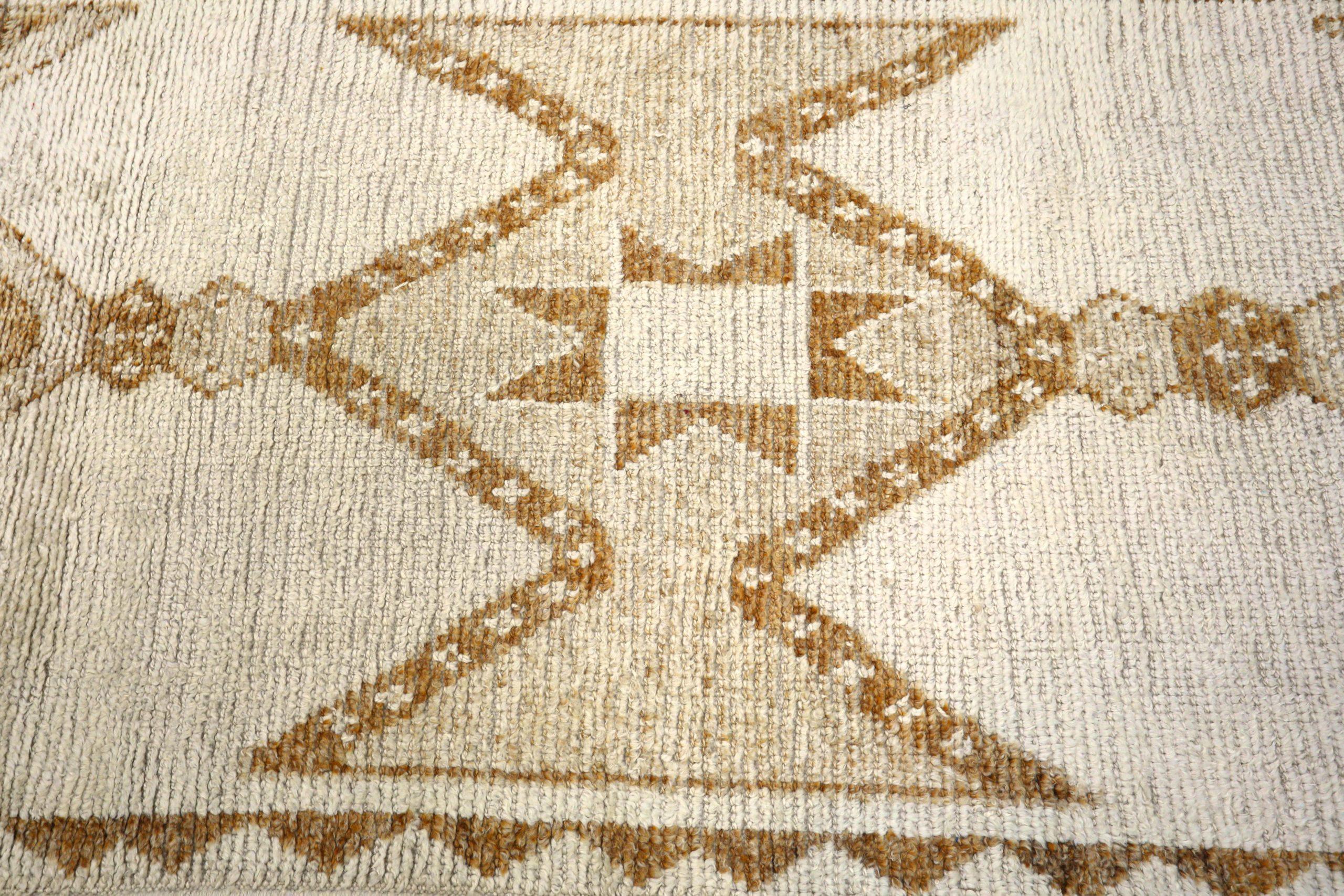 XX secolo Tappeto Runner Turkey Anatoly - Lana Marrone Avorio Design - 93207 in vendita